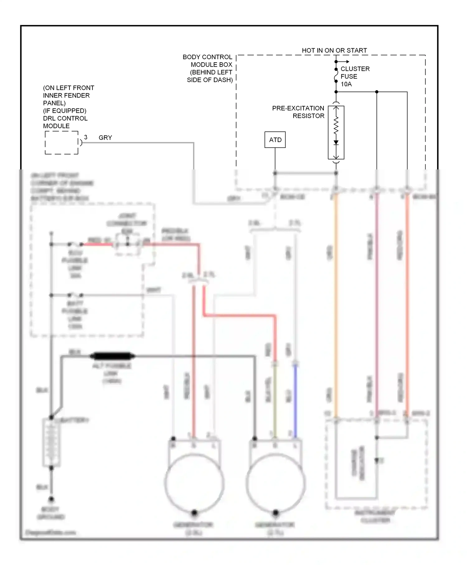 Wiring diagram charge indicator for Hyundai Tiburon II facelift (2007-2009) (1 of 1)