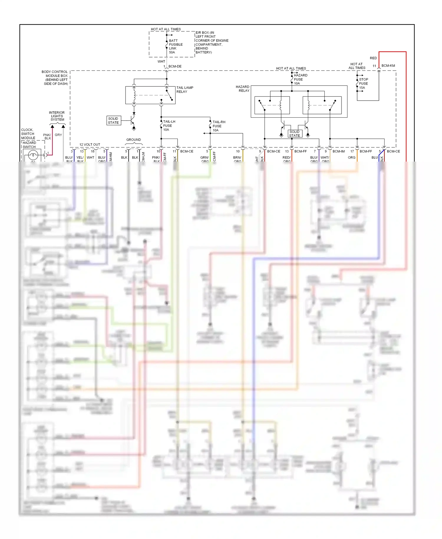 Wiring diagram clock, switch module hazard switch for Hyundai Tiburon II facelift (2007-2009) (1 of 1)