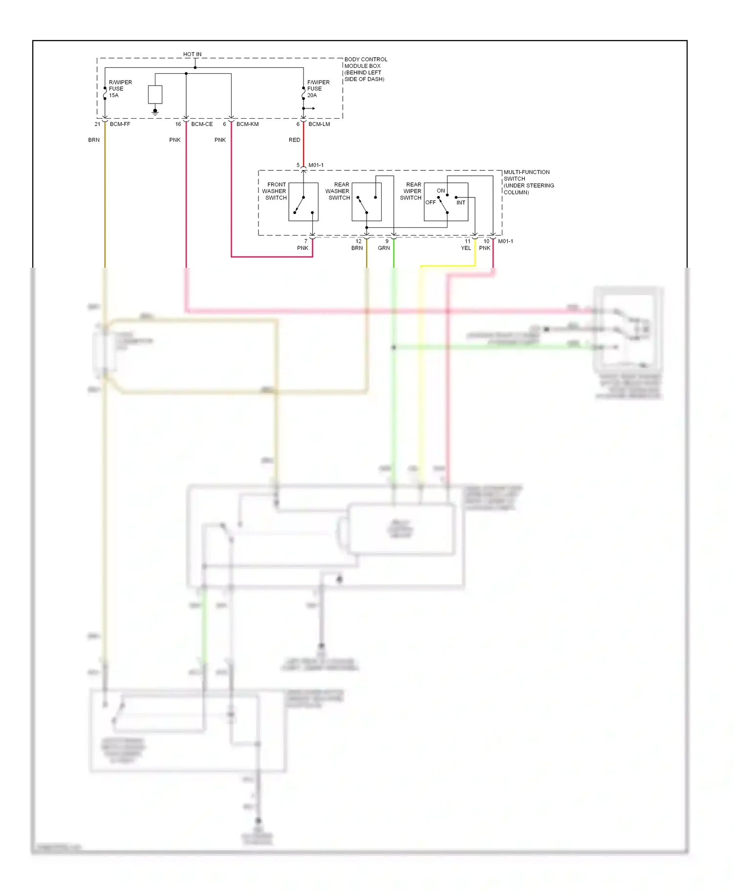 Wiring diagram front washer switch for Hyundai Tiburon II facelift (2007-2009) (1 of 1)