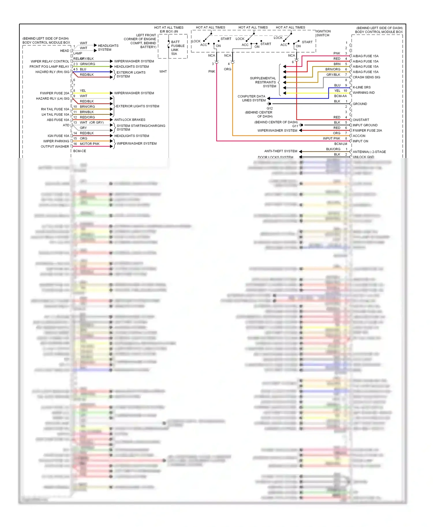 Wiring diagram headlights system interior lights system for Hyundai Tiburon II facelift (2007-2009) (1 of 1)