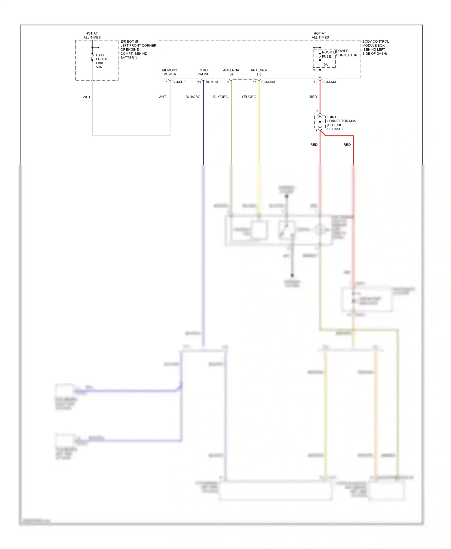 Wiring diagram immobilizer indicator for Hyundai Tiburon II facelift (2007-2009) (1 of 1)
