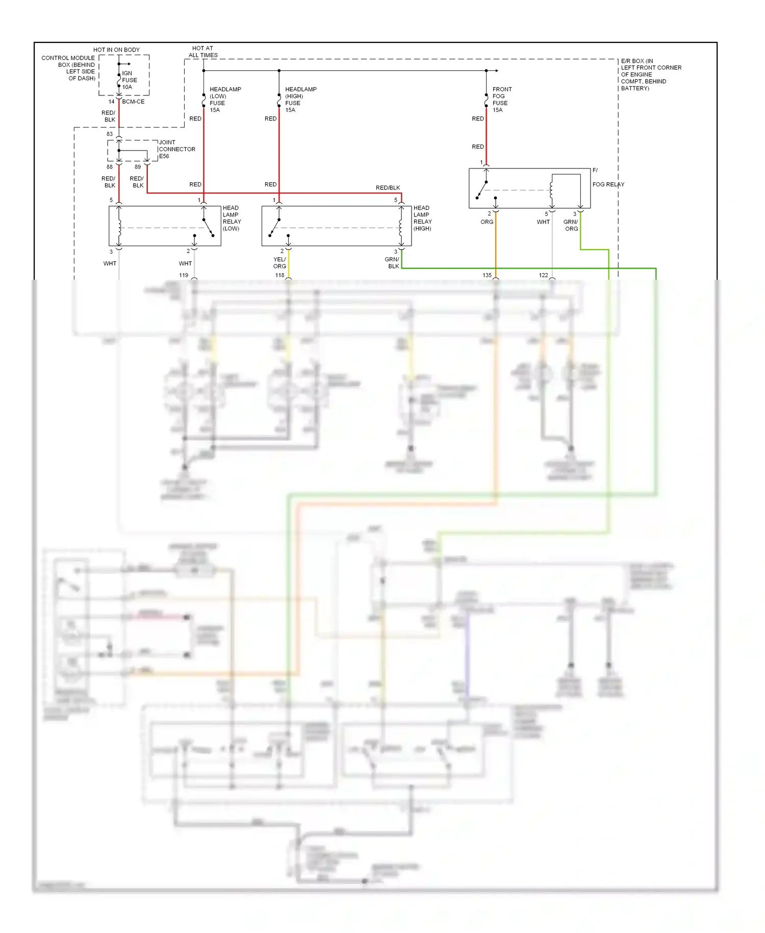 Wiring diagram light switch column) for Hyundai Tiburon II facelift (2007-2009) (1 of 1)