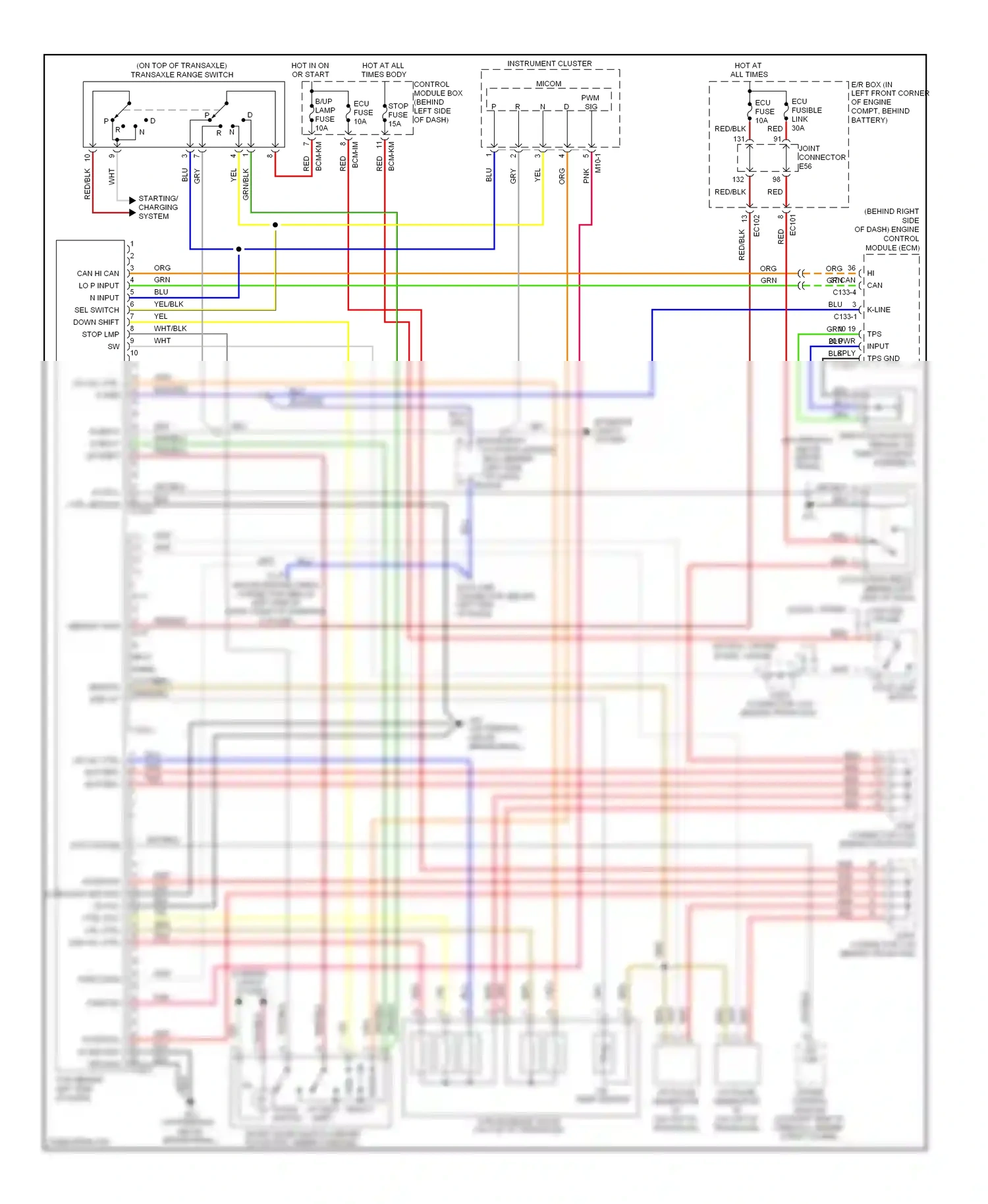 Wiring diagram o/d ctrl for Hyundai Tiburon II facelift (2007-2009) (1 of 1)