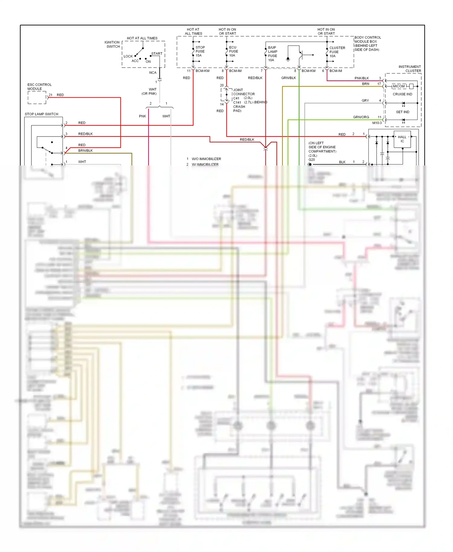 Wiring diagram speed sensor for Hyundai Tiburon II facelift (2007-2009) (1 of 2)