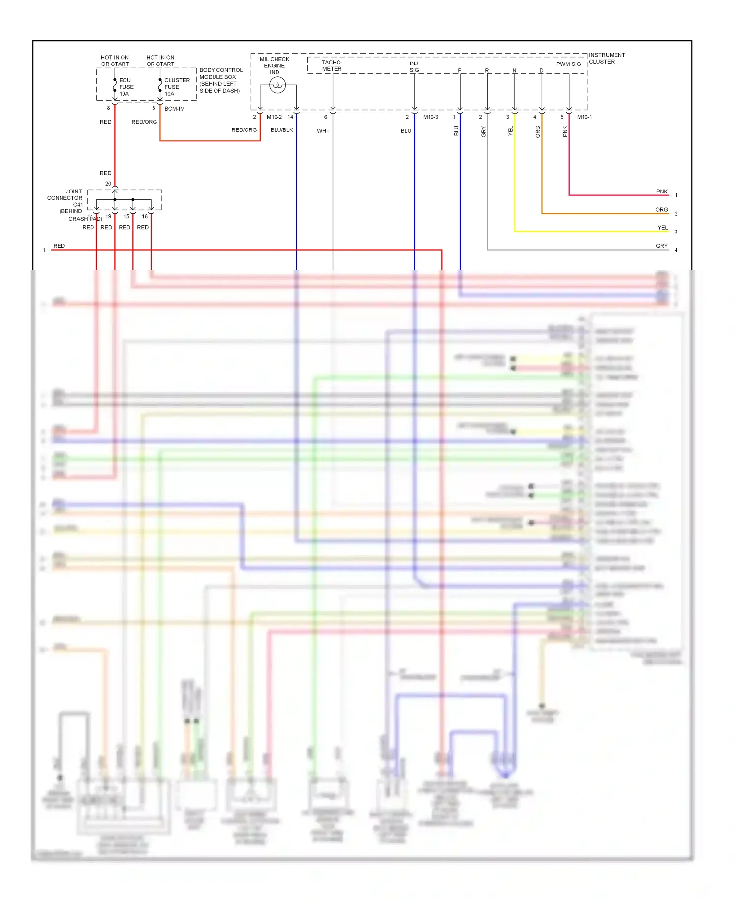 Wiring diagram tacho- meter for Hyundai Tiburon II facelift (2007-2009) (1 of 1)