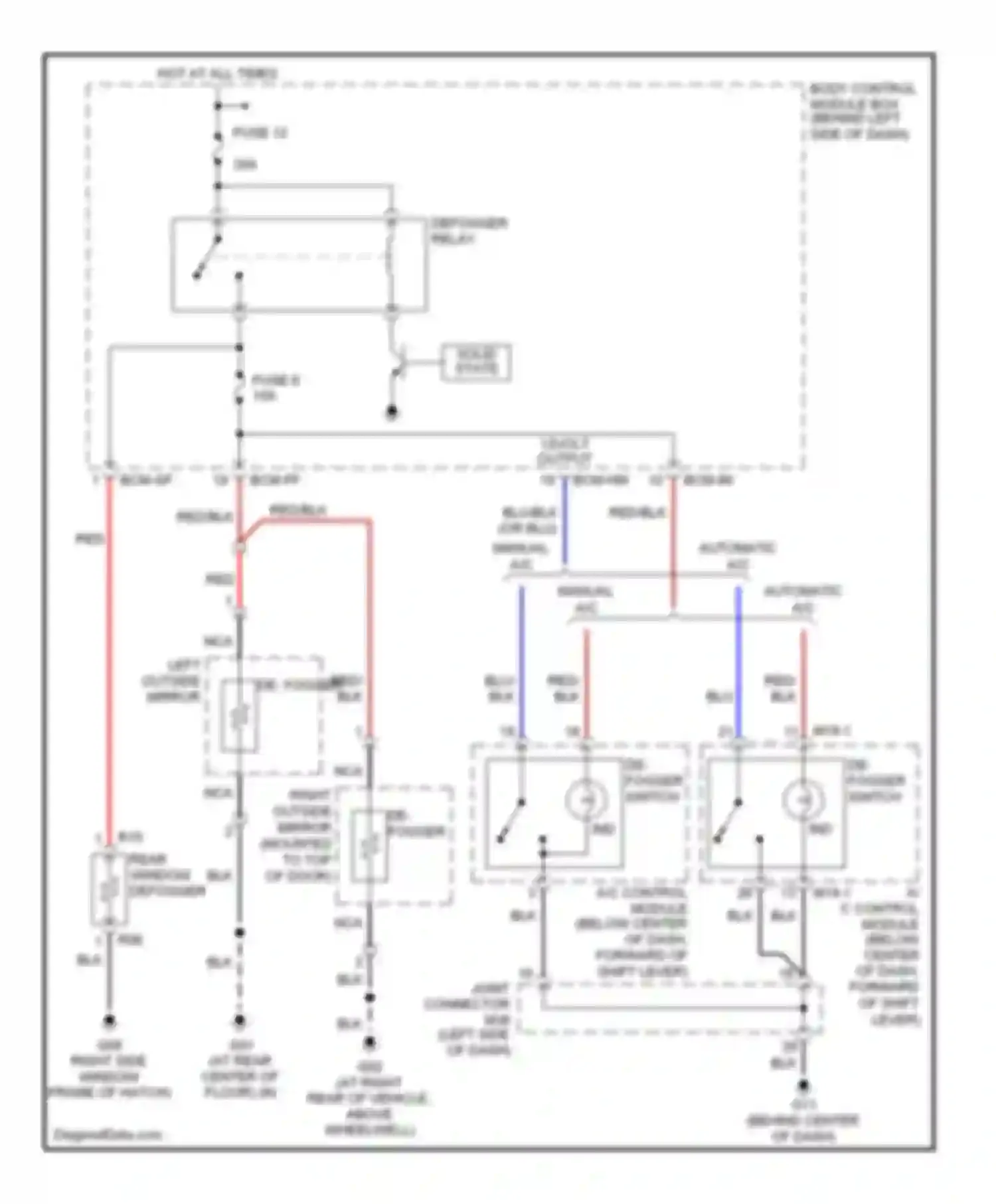 Tiburon Hyundai II (2002-2007): Defoggers circuit