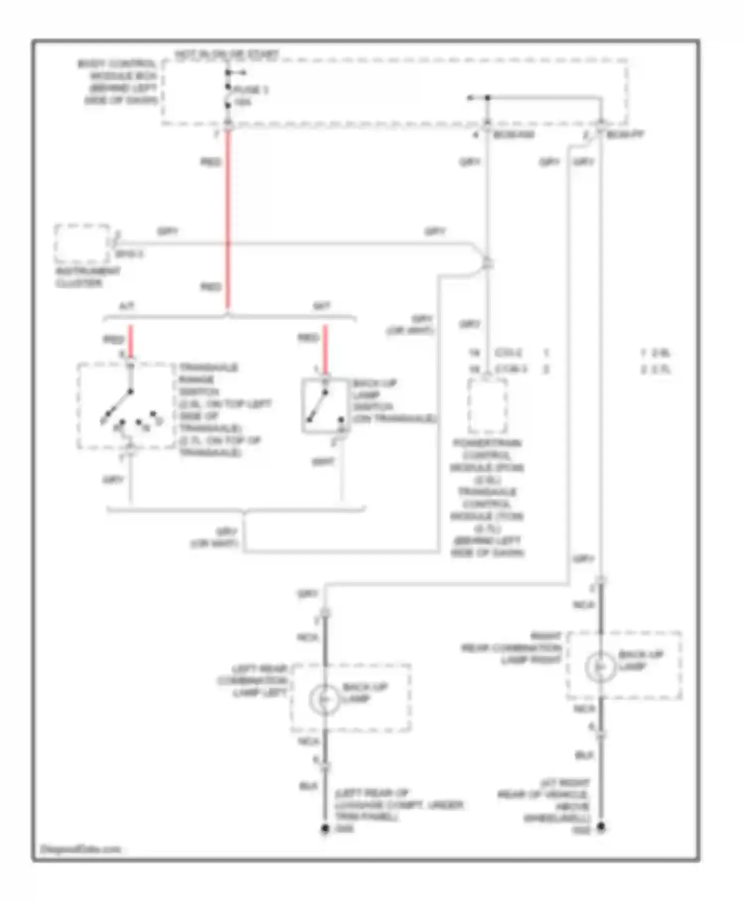 Tiburon Hyundai II (2002-2007): Back-up lamps circuit