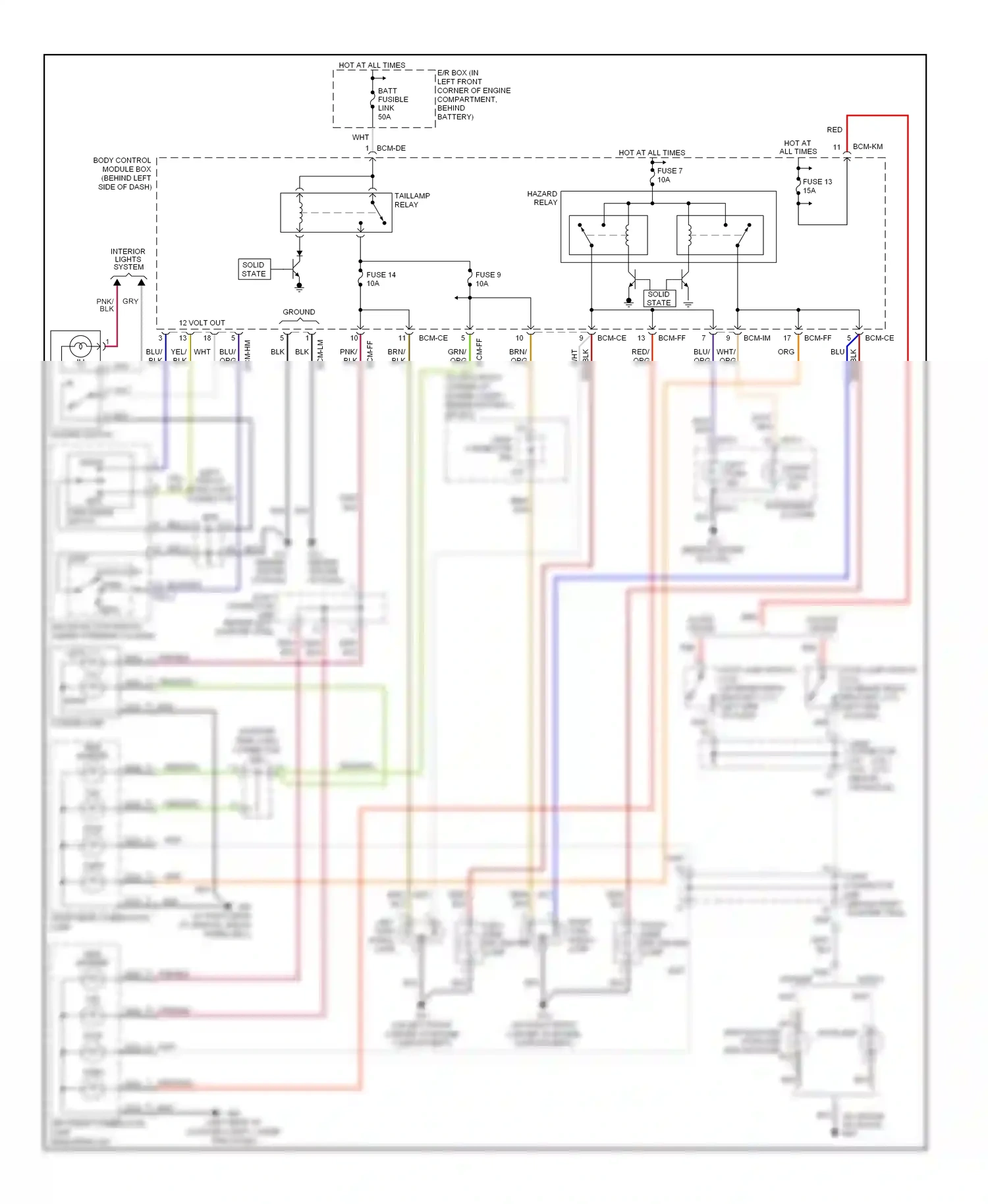 Wiring diagram bcm-de for Hyundai Tiburon II (2002-2007) (2 of 5)