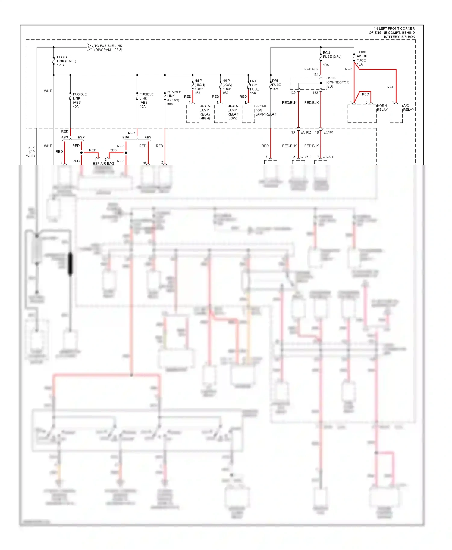 Wiring diagram blower relay abs control module for Hyundai Tiburon II (2002-2007) (1 of 1)