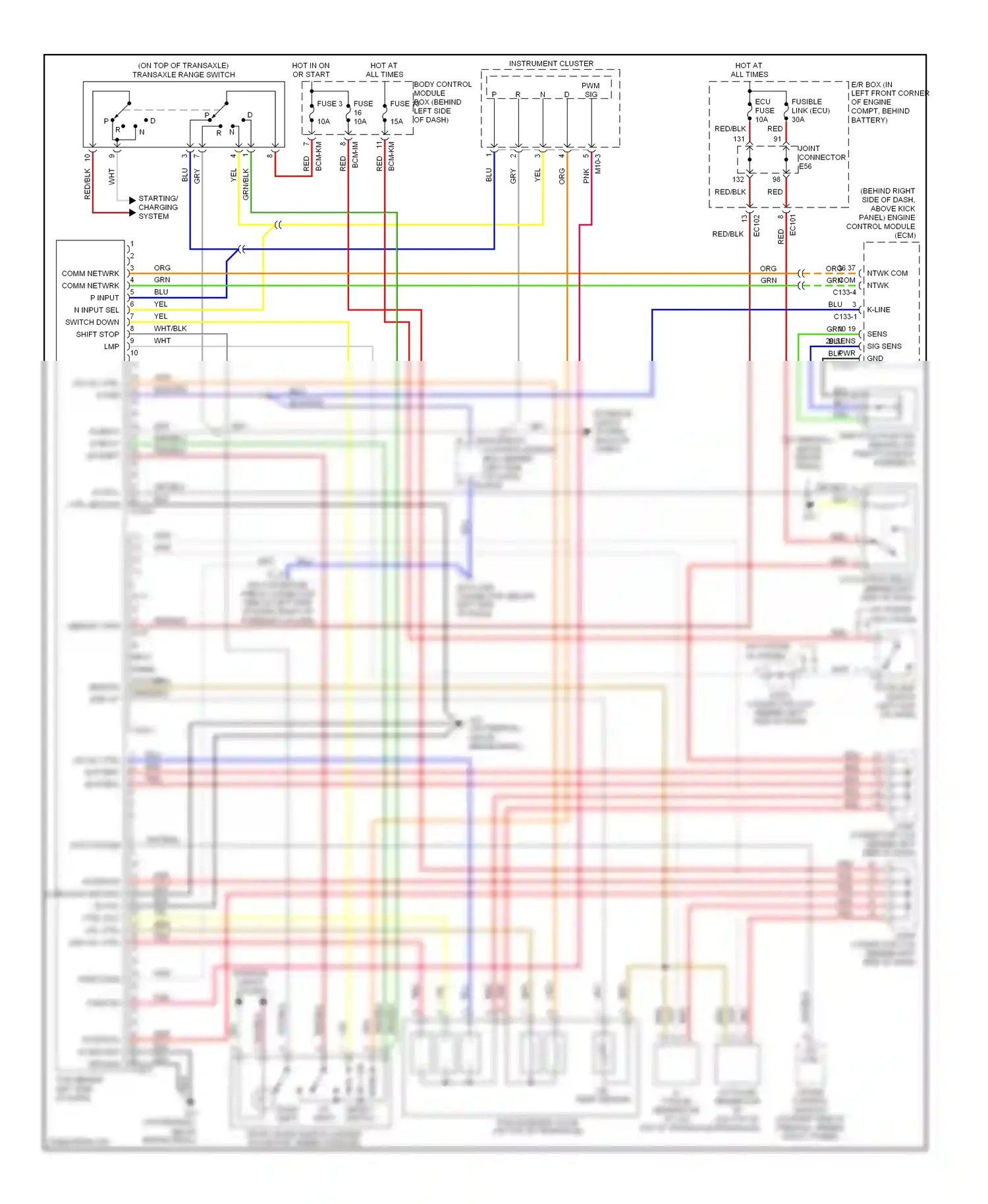 Wiring diagram comm netwrk comm netwrk p input n input sel switch down shift stop lmp sw for Hyundai Tiburon II (2002-2007) (1 of 1)