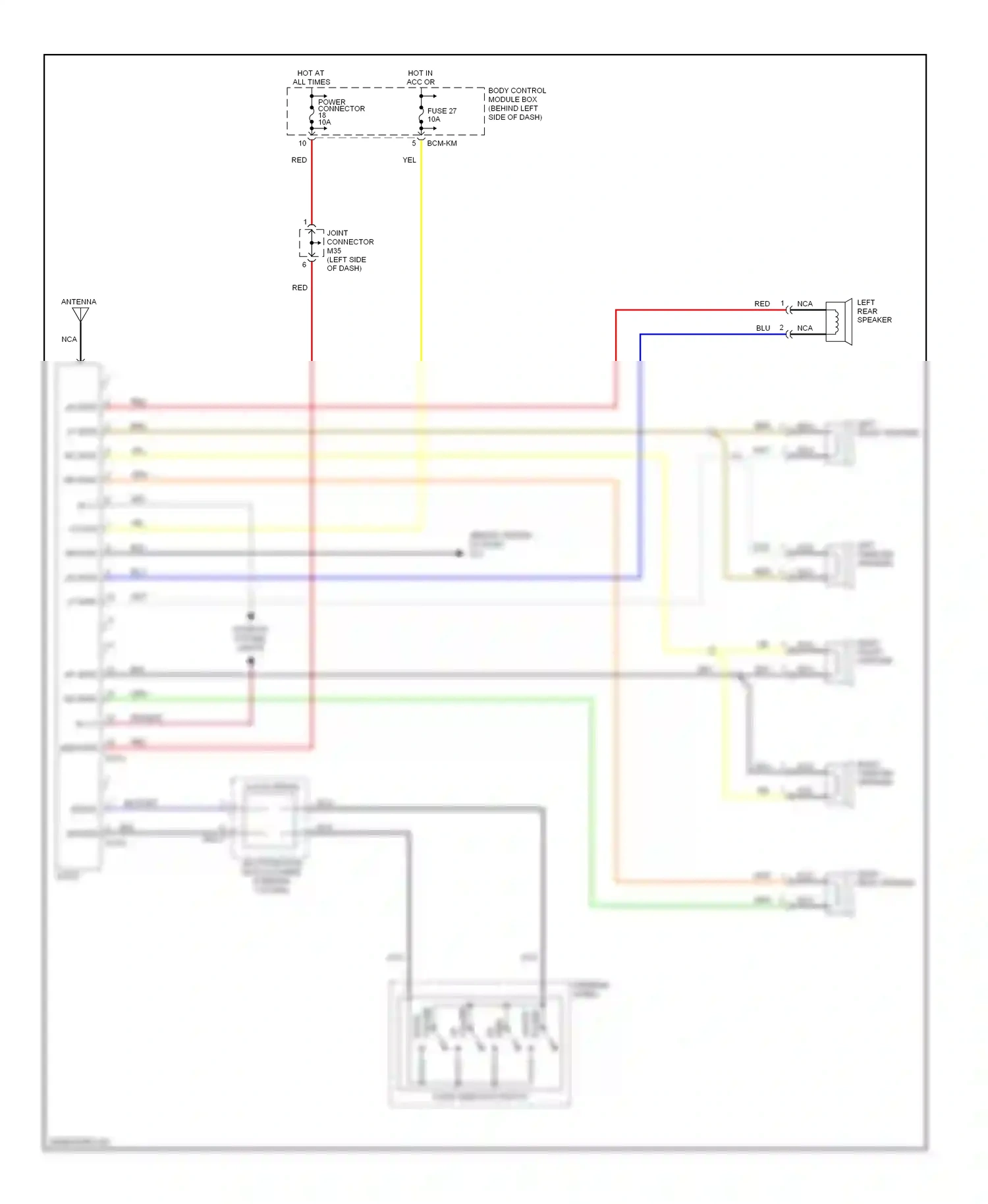 Wiring diagram left front speaker for Hyundai Tiburon II (2002-2007) (3 of 3)
