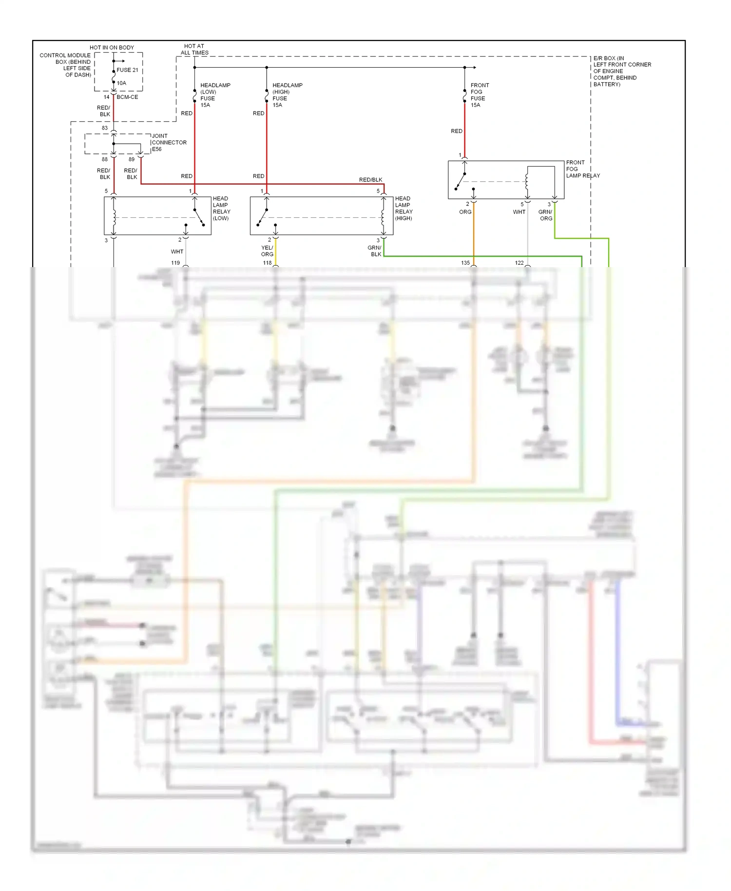 Wiring diagram light switch for Hyundai Tiburon II (2002-2007) (1 of 4)