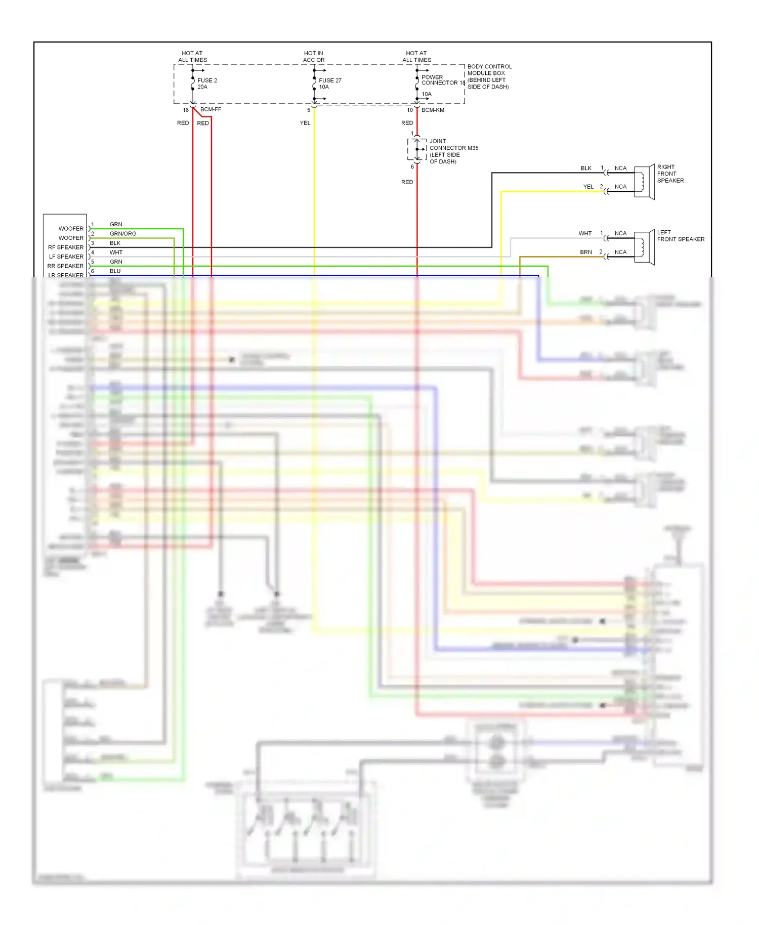 Wiring diagram right front speaker for Hyundai Tiburon II (2002-2007) (1 of 3)