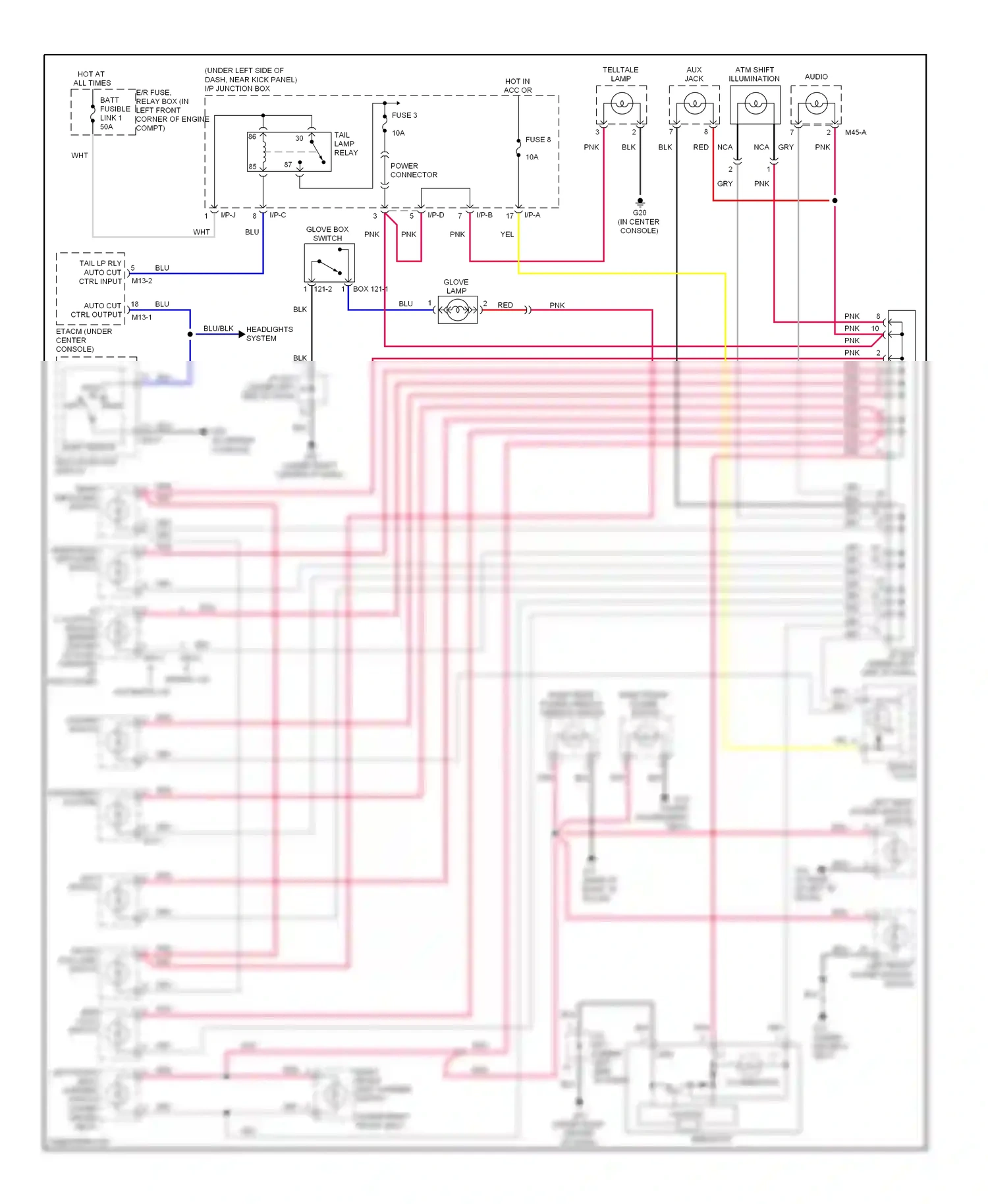 Wiring diagram digital clock for Hyundai Tucson I (2004-2011) (3 of 5)
