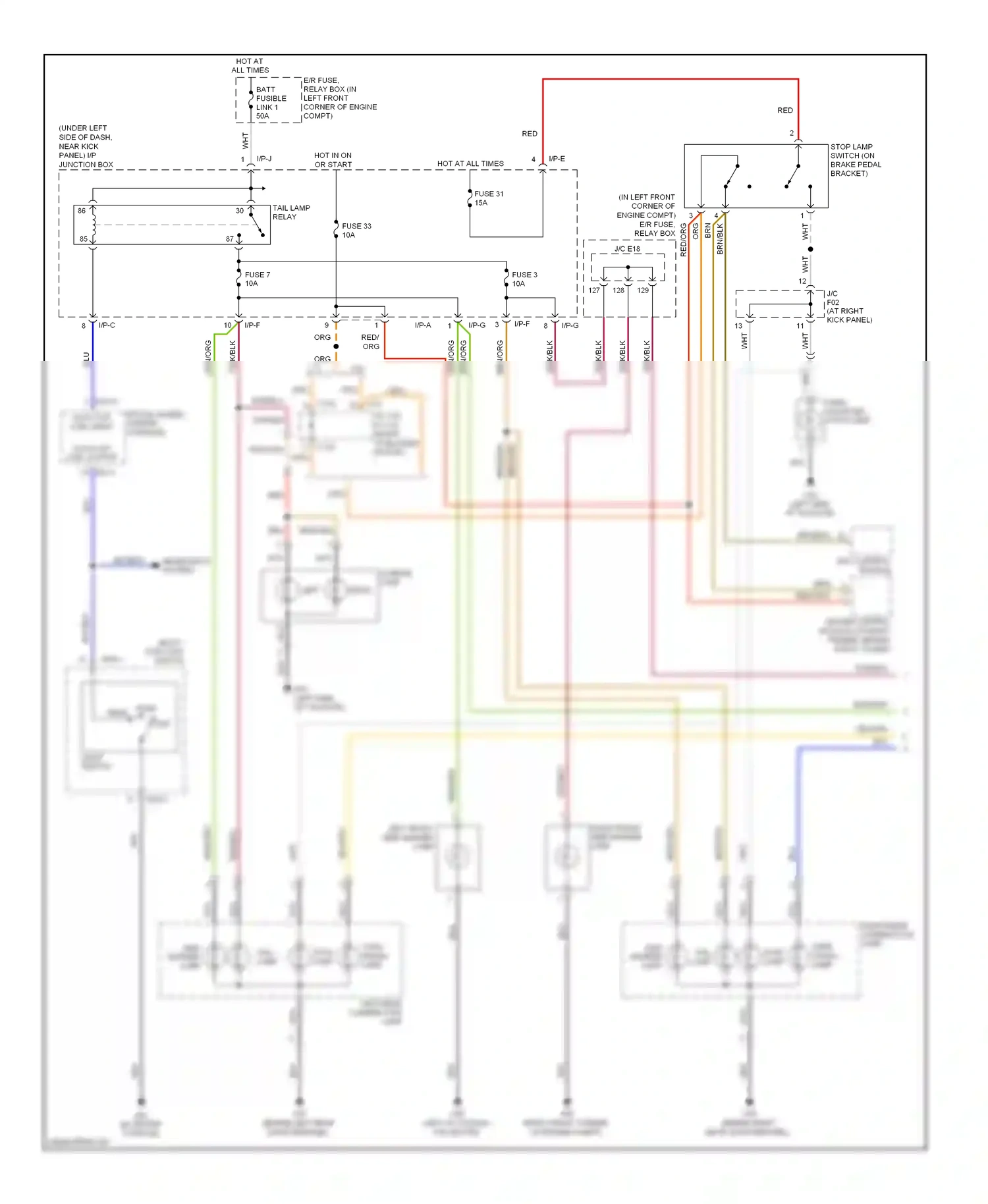 Wiring diagram left front side marker lamp for Hyundai Tucson I (2004-2011) (1 of 3)