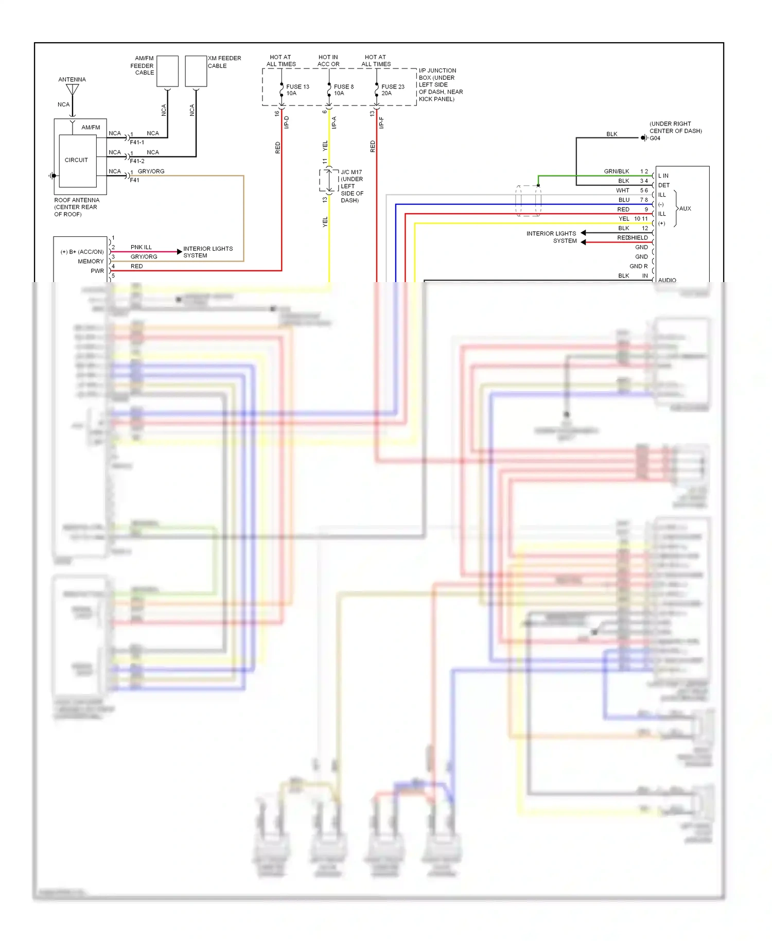 Wiring diagram left front tweeter speaker for Hyundai Tucson I (2004-2011) (1 of 2)