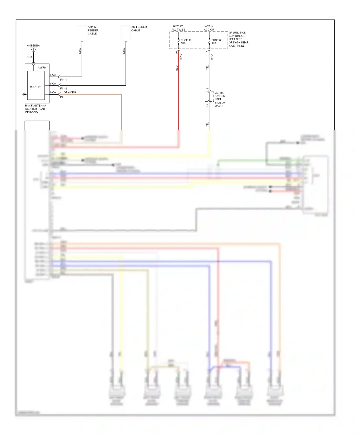 Wiring diagram left front tweeter speaker for Hyundai Tucson I (2004-2011) (2 of 2)