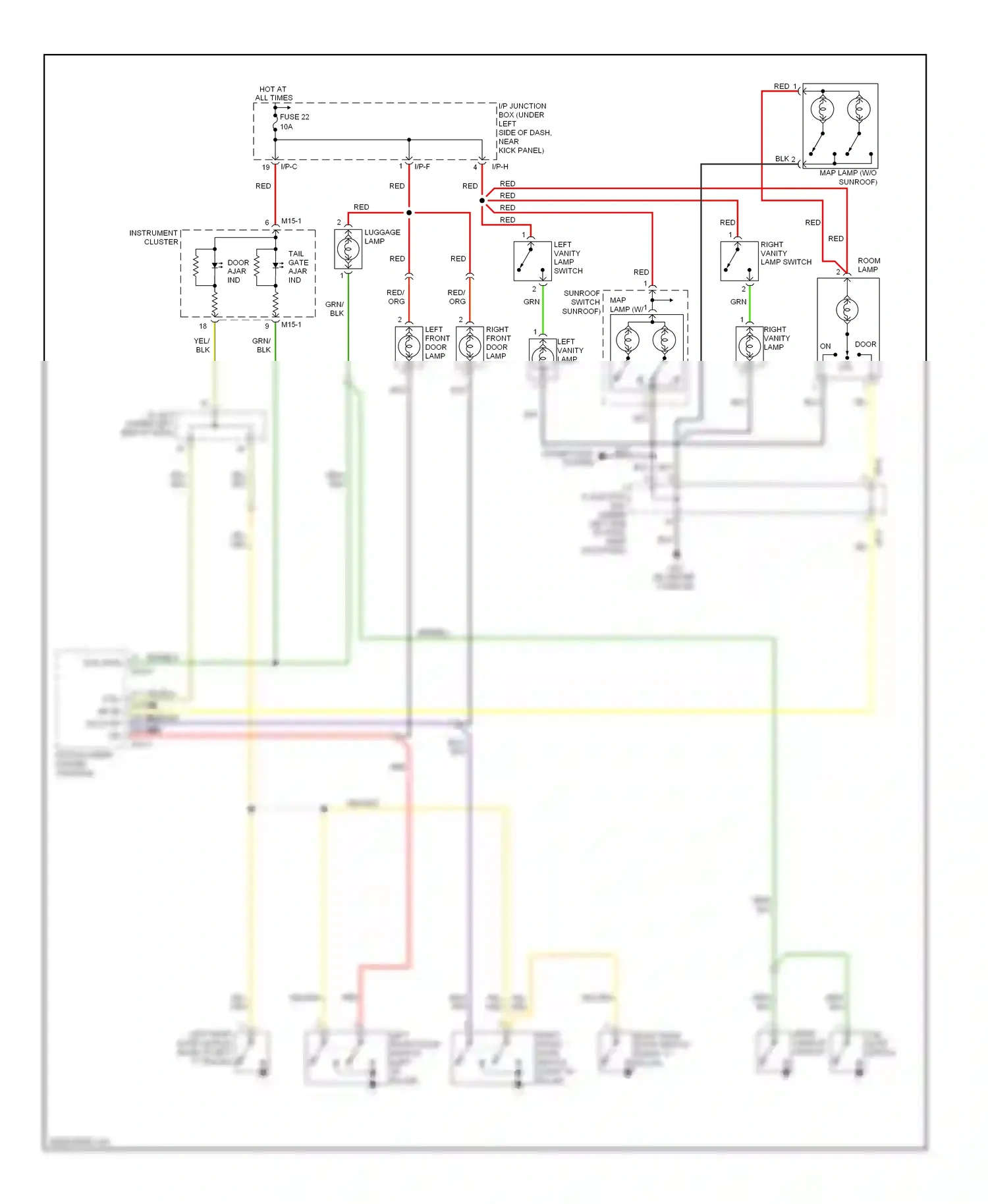 Wiring diagram left vanity lamp switch for Hyundai Tucson I (2004-2011) (1 of 1)