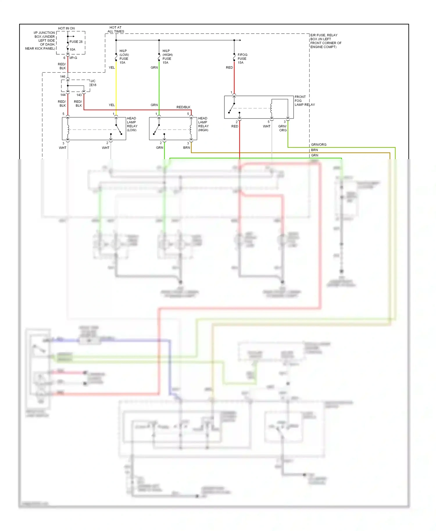 Wiring diagram low low flash high for Hyundai Tucson I (2004-2011) (1 of 1)