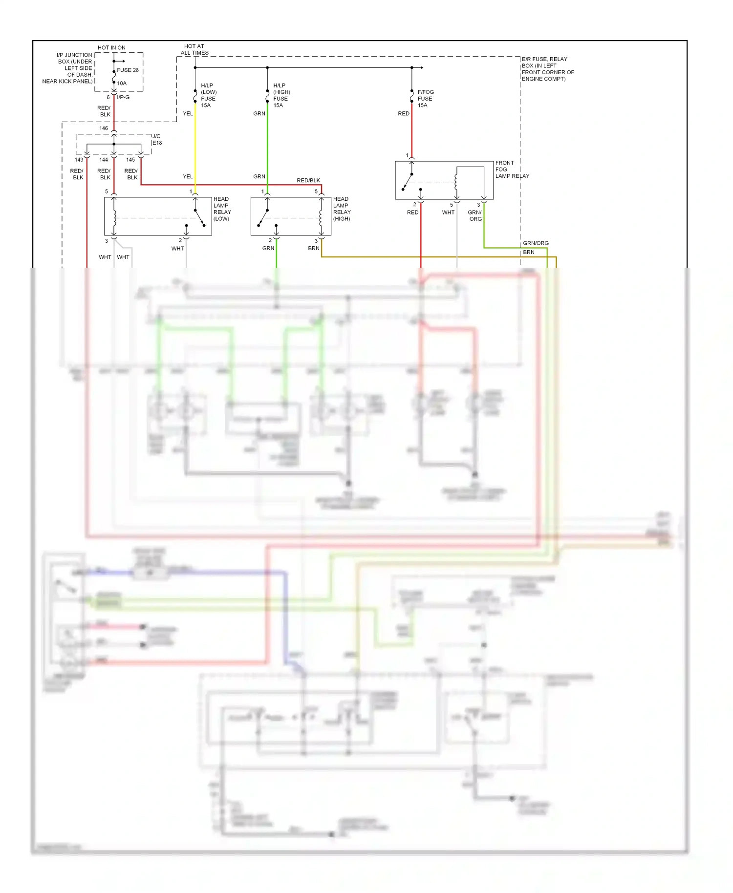 Wiring diagram low low high flash for Hyundai Tucson I (2004-2011) (1 of 1)