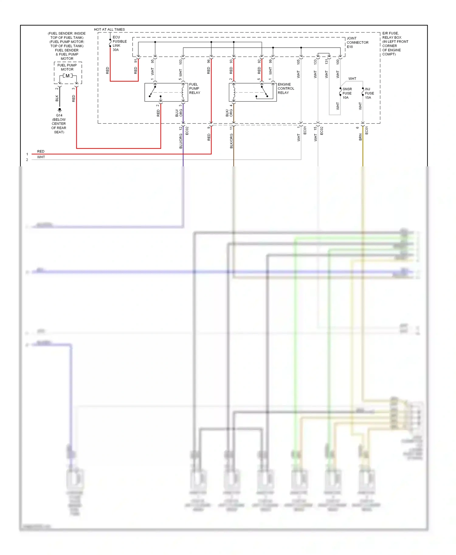 Wiring diagram (lower right side for Hyundai Tucson I (2004-2011) (1 of 1)