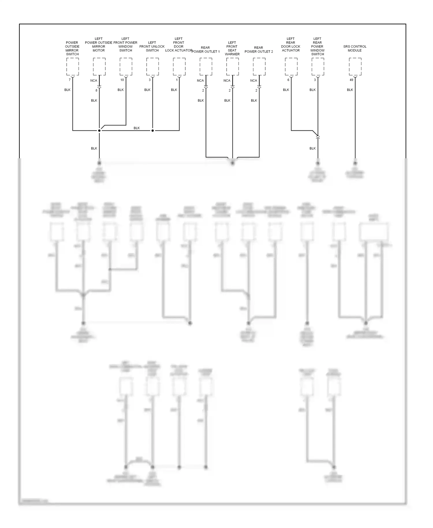 Wiring diagram srs control module for Hyundai Tucson I (2004-2011) (1 of 2)