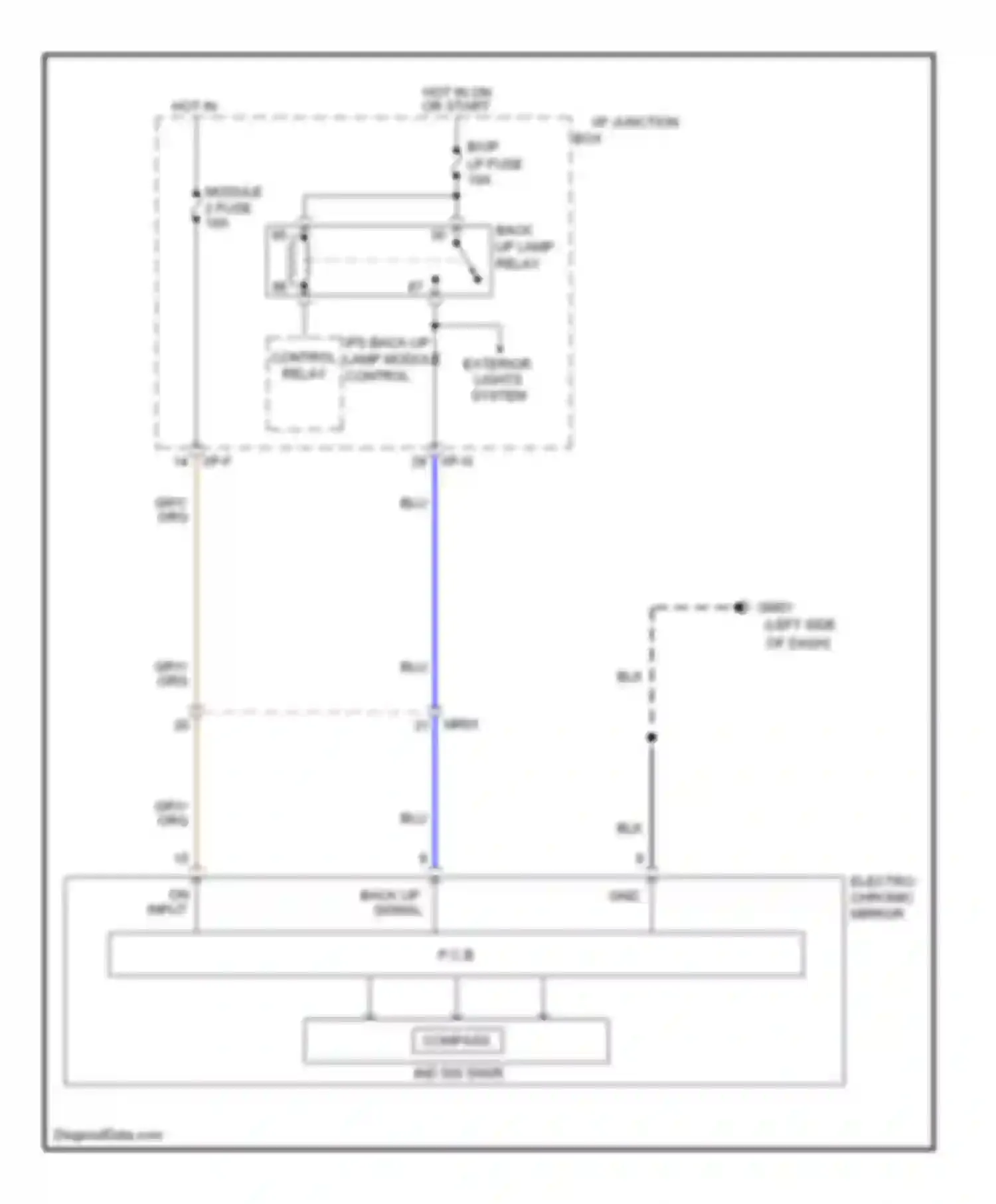 Tucson Hyundai II (2009-2015): Electrochromic mirror circuit, with compass