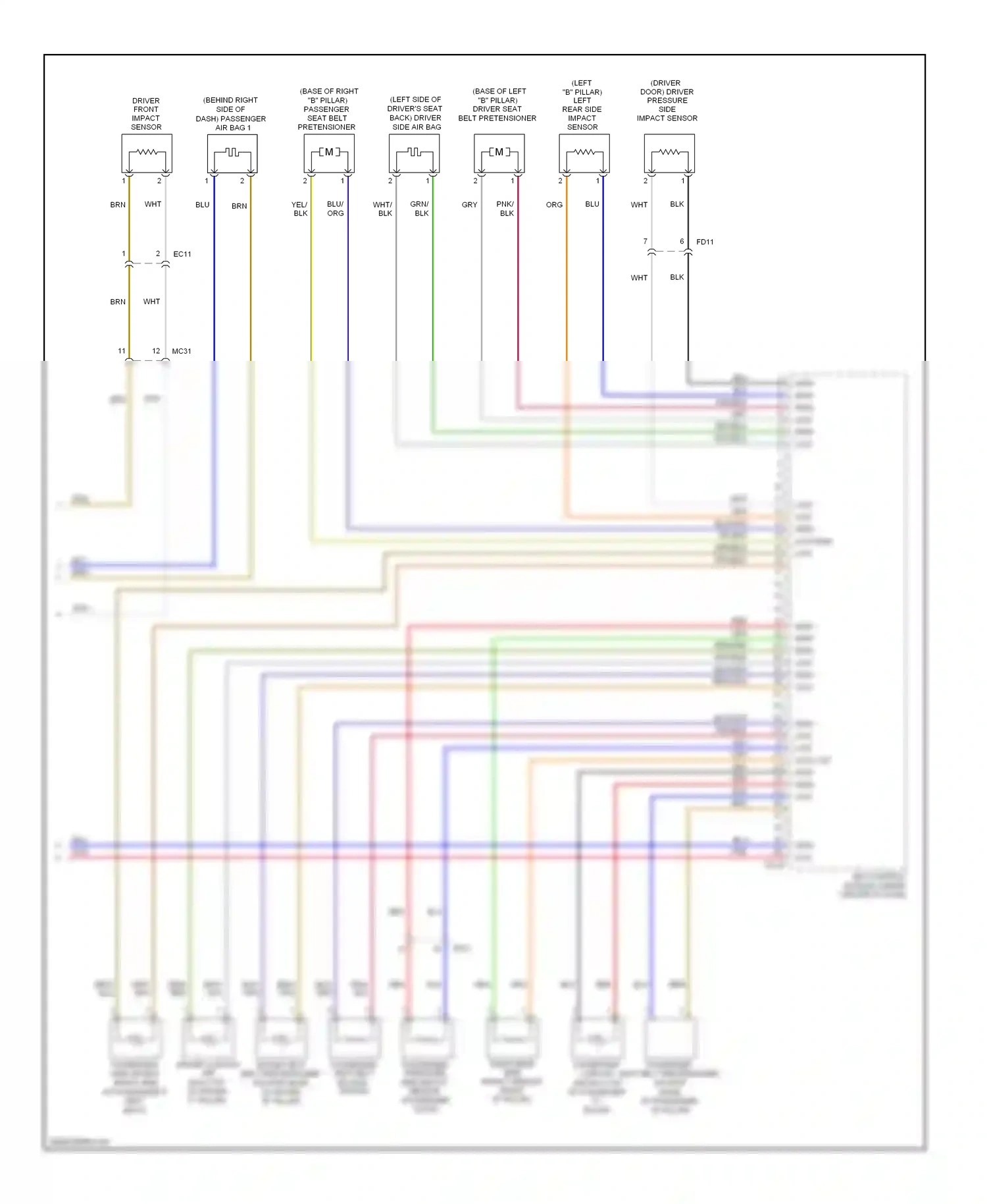Wiring diagram driver front impact sensor for Hyundai Tucson II (2009-2015) (1 of 1)
