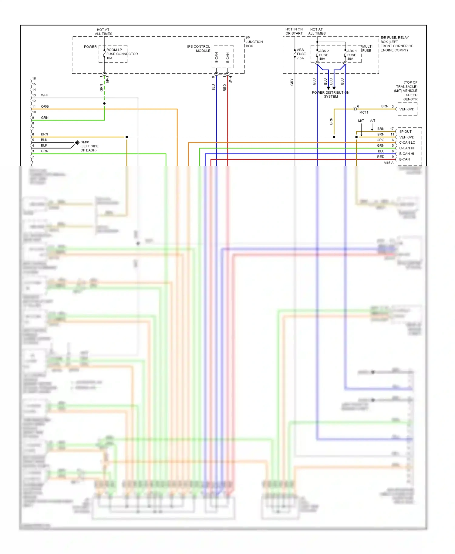 Wiring diagram srs control module for Hyundai Tucson II (2009-2015) (1 of 3)