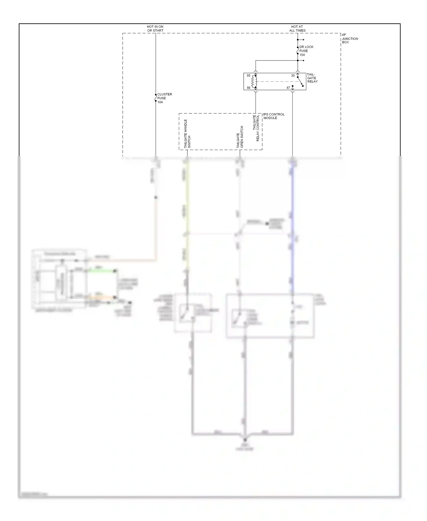 Wiring diagram tail gate open switch for Hyundai Tucson II (2009-2015) (2 of 2)