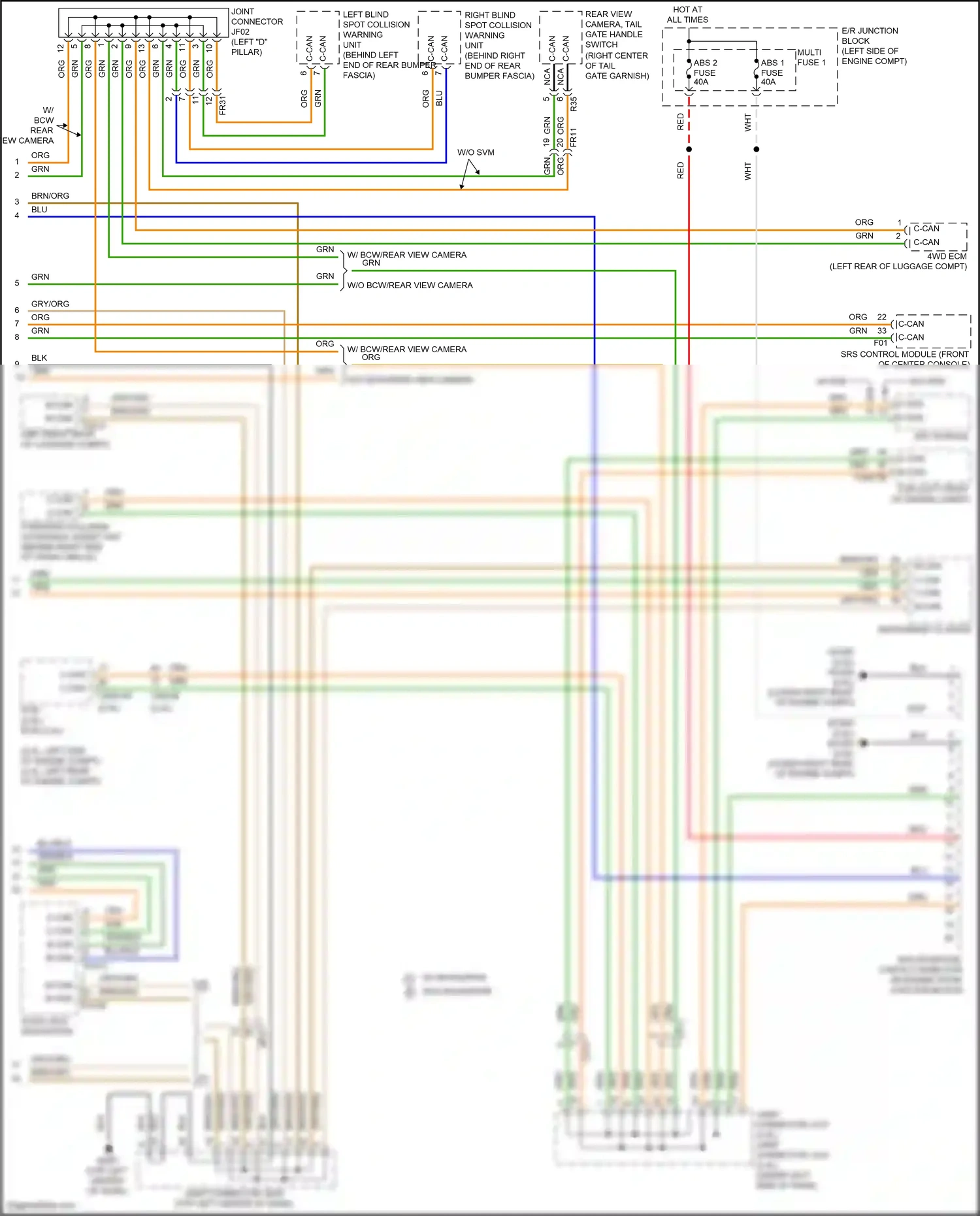 Wiring diagram forward collision avoidance assist unit for Hyundai Tucson III facelift (2018-2021) (1 of 4)