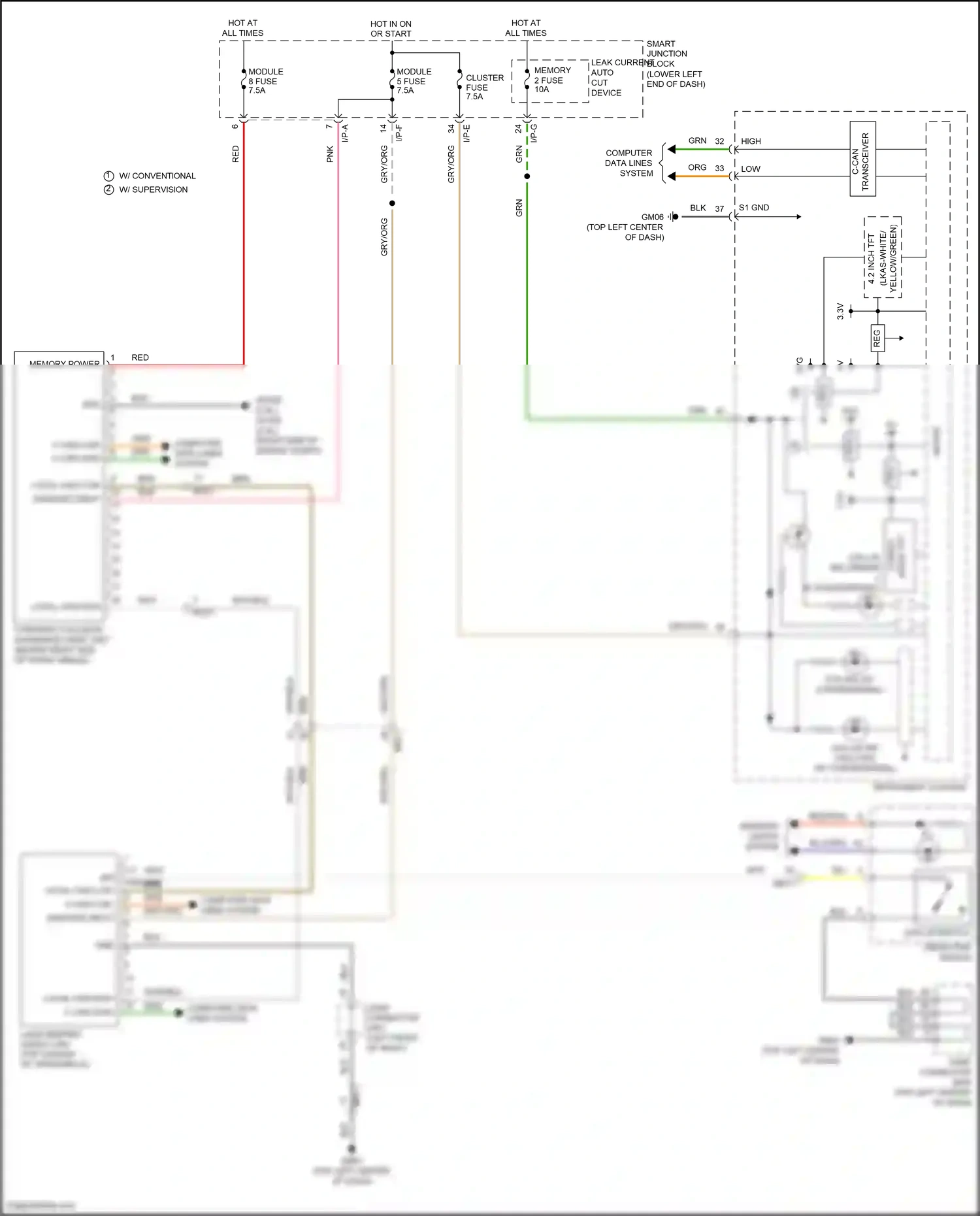 Wiring diagram forward collision avoidance assit unit for Hyundai Tucson III facelift (2018-2021) (1 of 1)