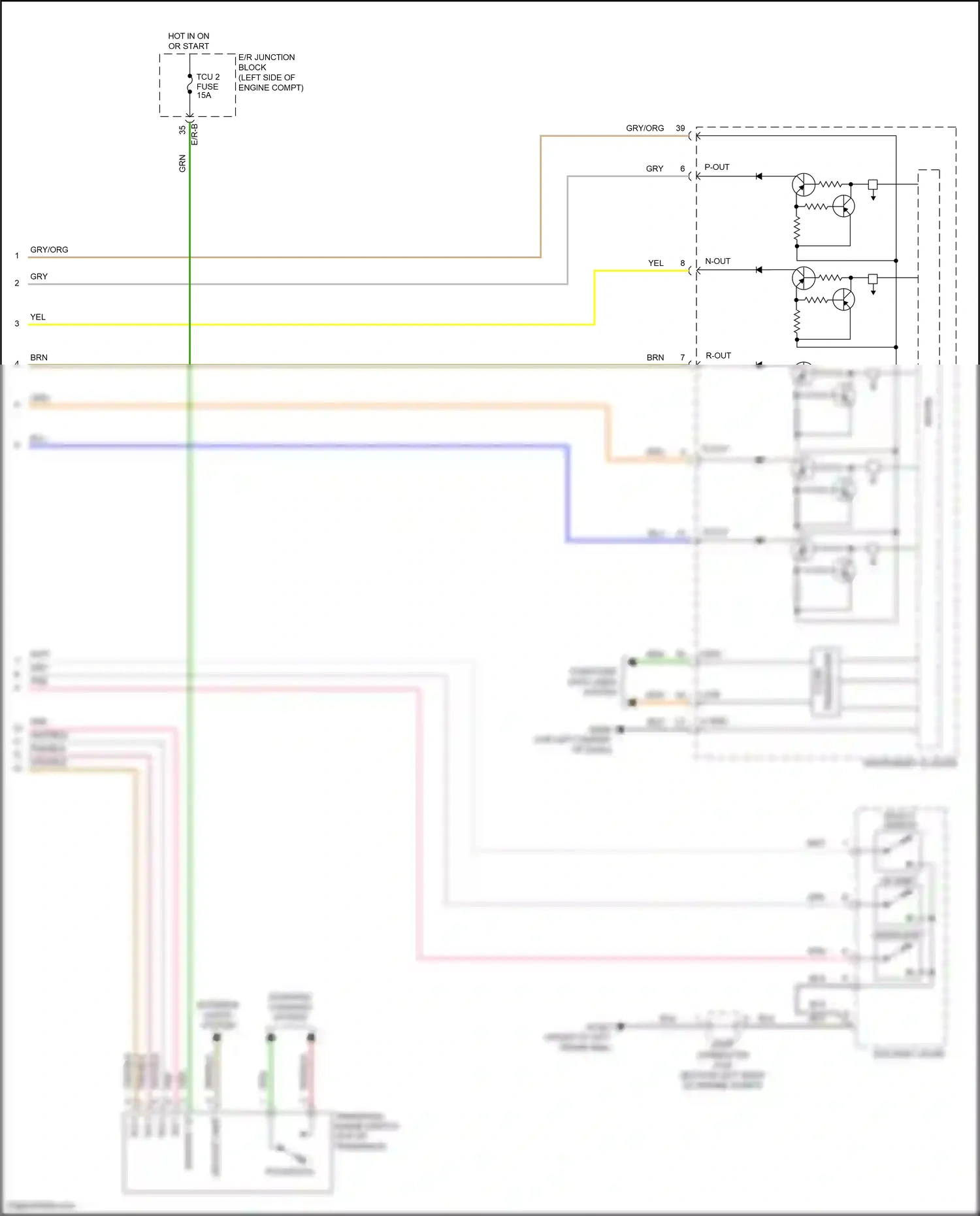 Wiring diagram transaxle range switch for Hyundai Tucson III facelift (2018-2021) (2 of 6)