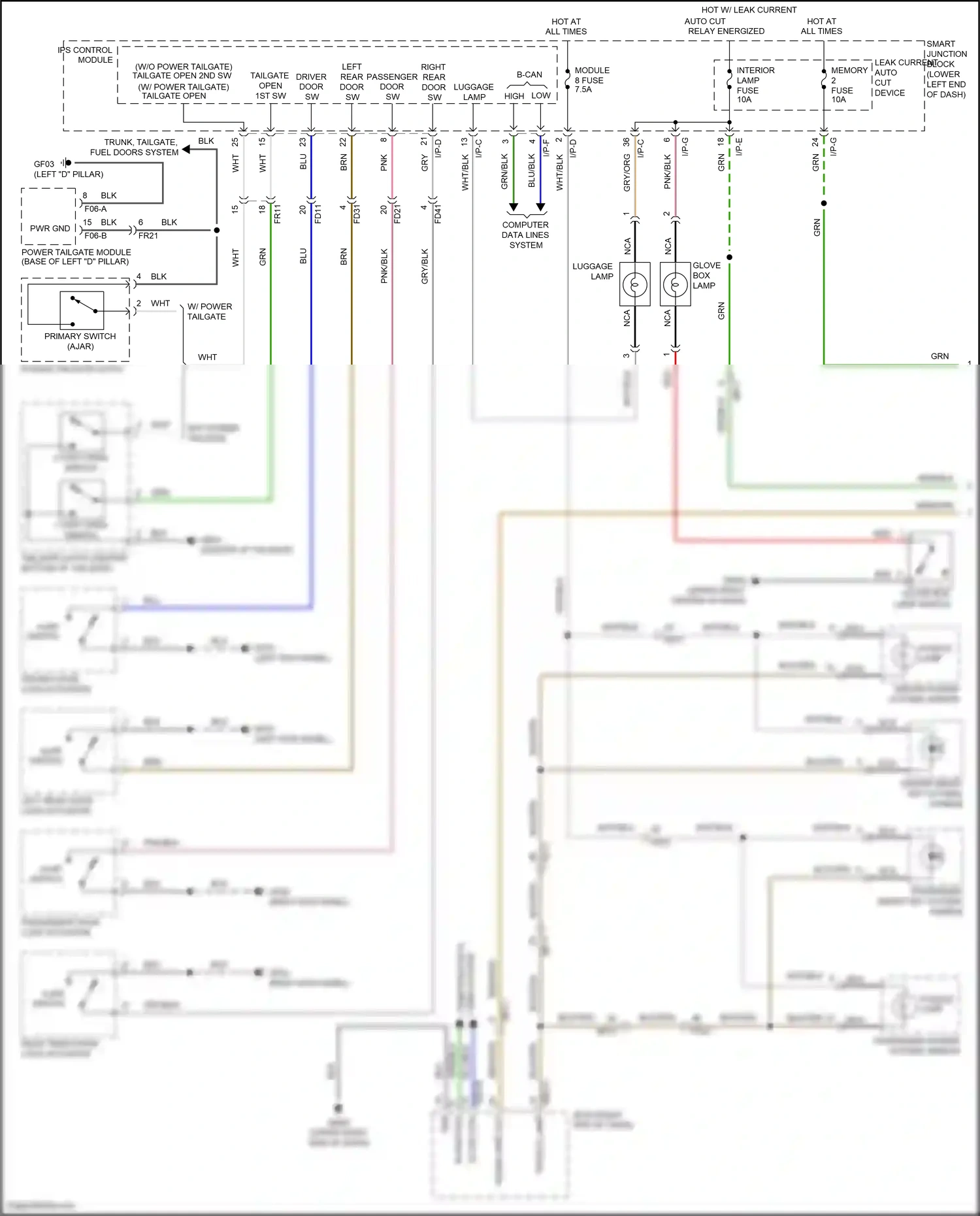 Wiring diagram ajar switch for Hyundai Tucson III (2015-2018) (1 of 3)