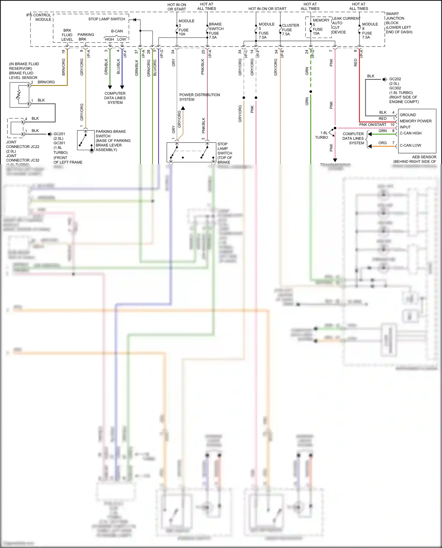 Wiring diagram console switch for Hyundai Tucson III (2015-2018) (3 of 9)
