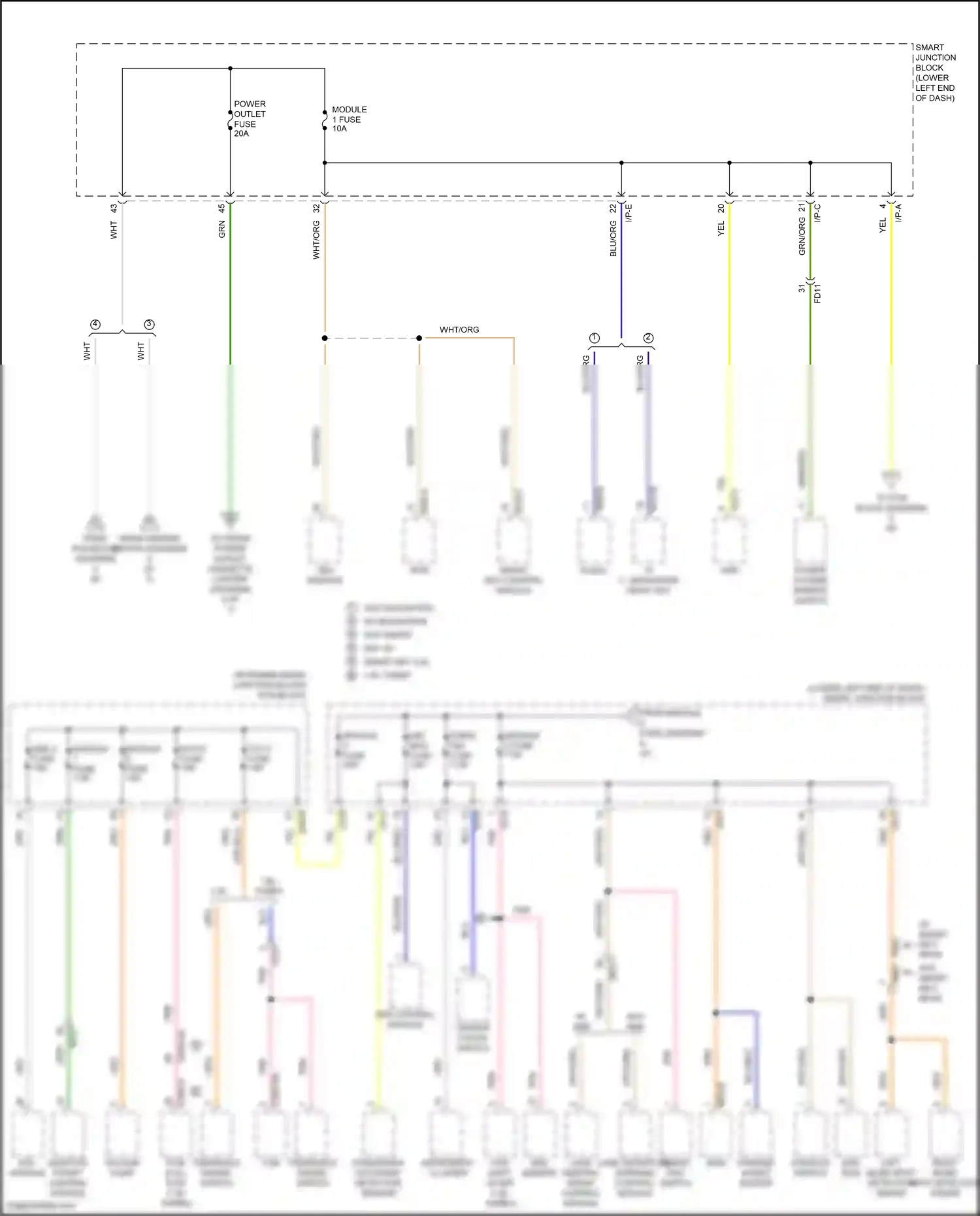 Wiring diagram console switch for Hyundai Tucson III (2015-2018) (9 of 9)