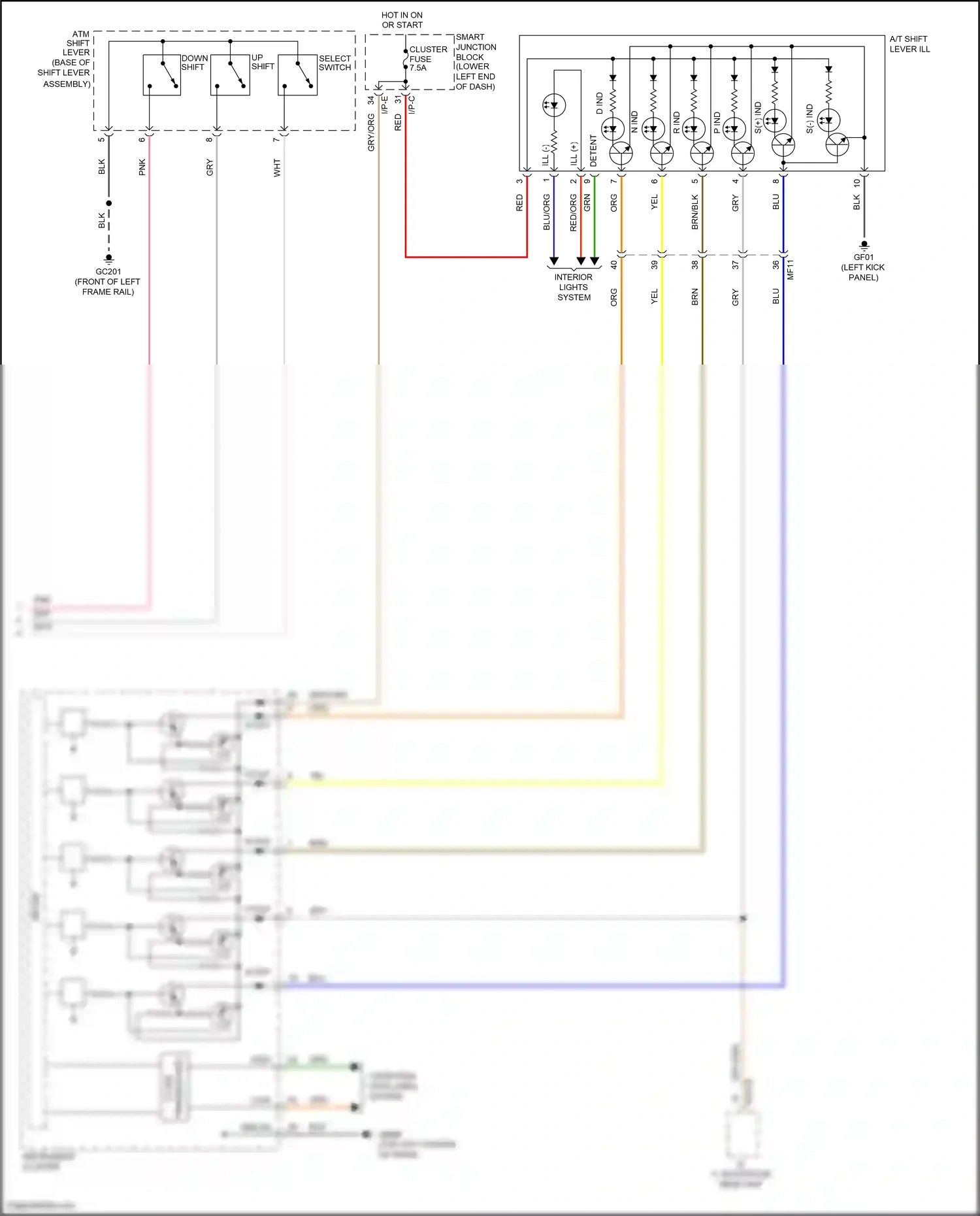 Wiring diagram down shift for Hyundai Tucson III (2015-2018) (1 of 4)