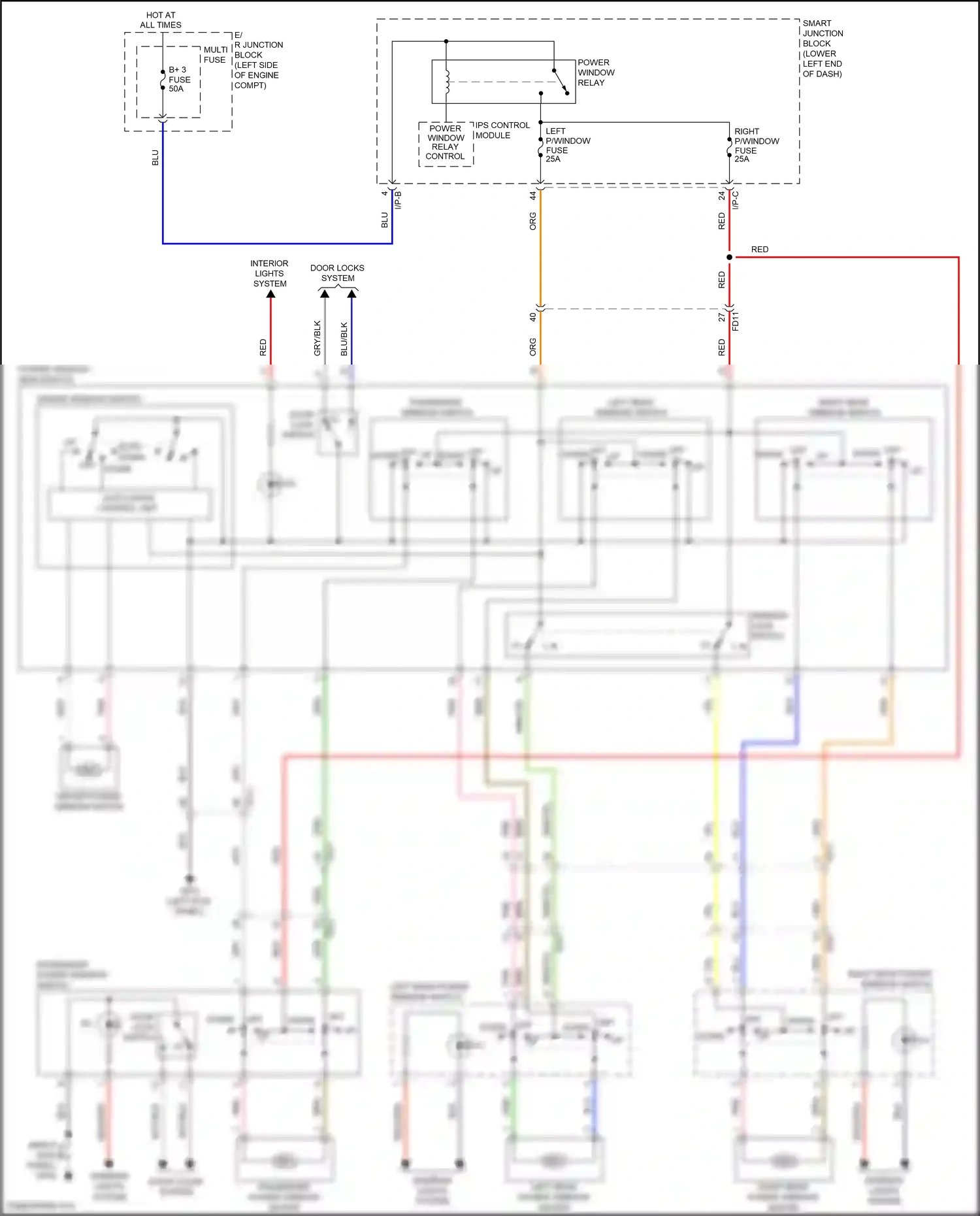 Wiring diagram down up for Hyundai Tucson III (2015-2018) (1 of 1)