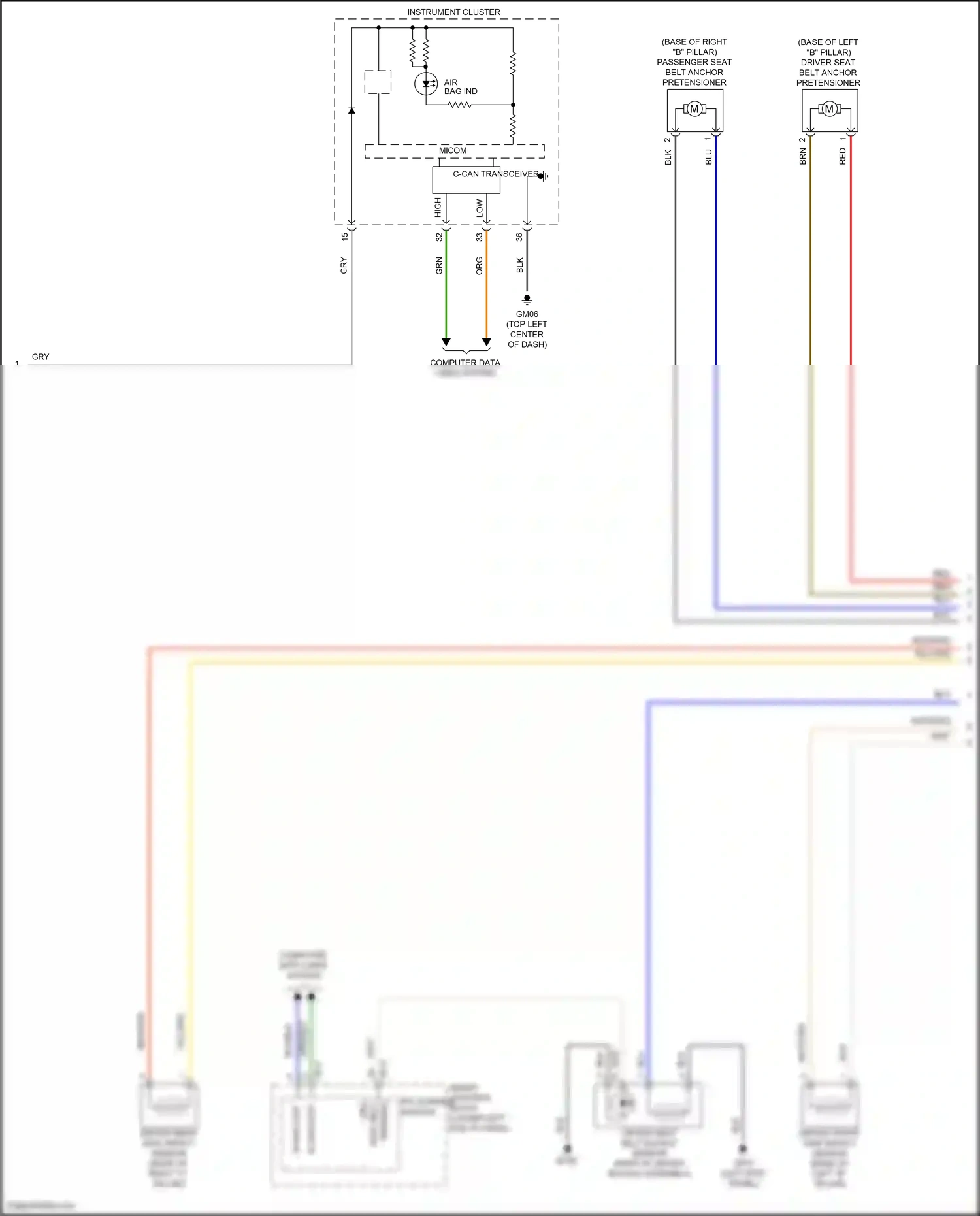 Wiring diagram driver front side impact sensor for Hyundai Tucson III (2015-2018) (1 of 1)