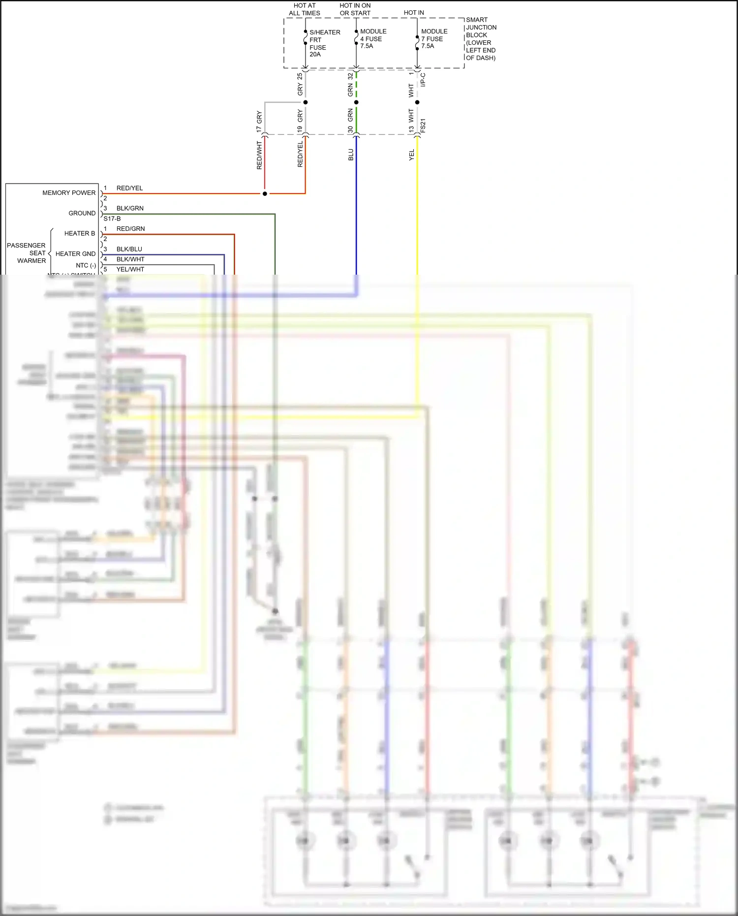 Wiring diagram front seat warmer control module for Hyundai Tucson III (2015-2018) (1 of 4)