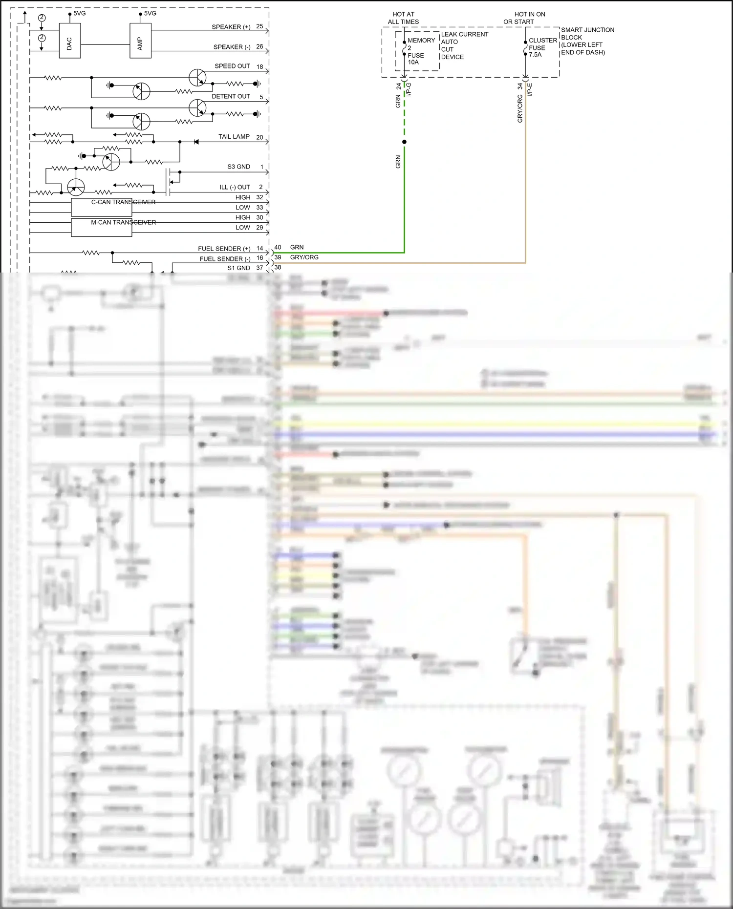 Wiring diagram fuel pump control module for Hyundai Tucson III (2015-2018) (3 of 3)