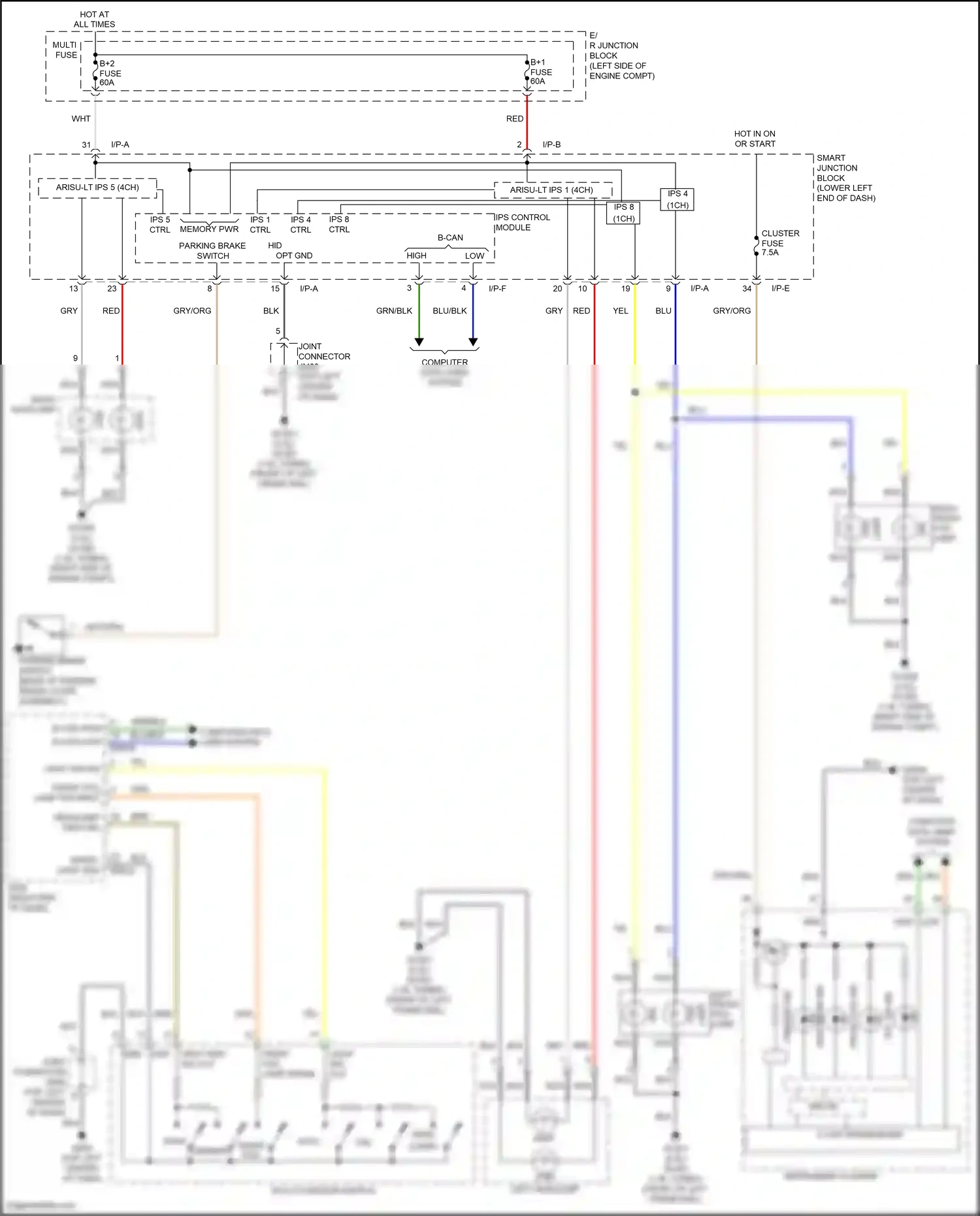 Wiring diagram ips 1 memory pwr ctrl for Hyundai Tucson III (2015-2018) (1 of 2)