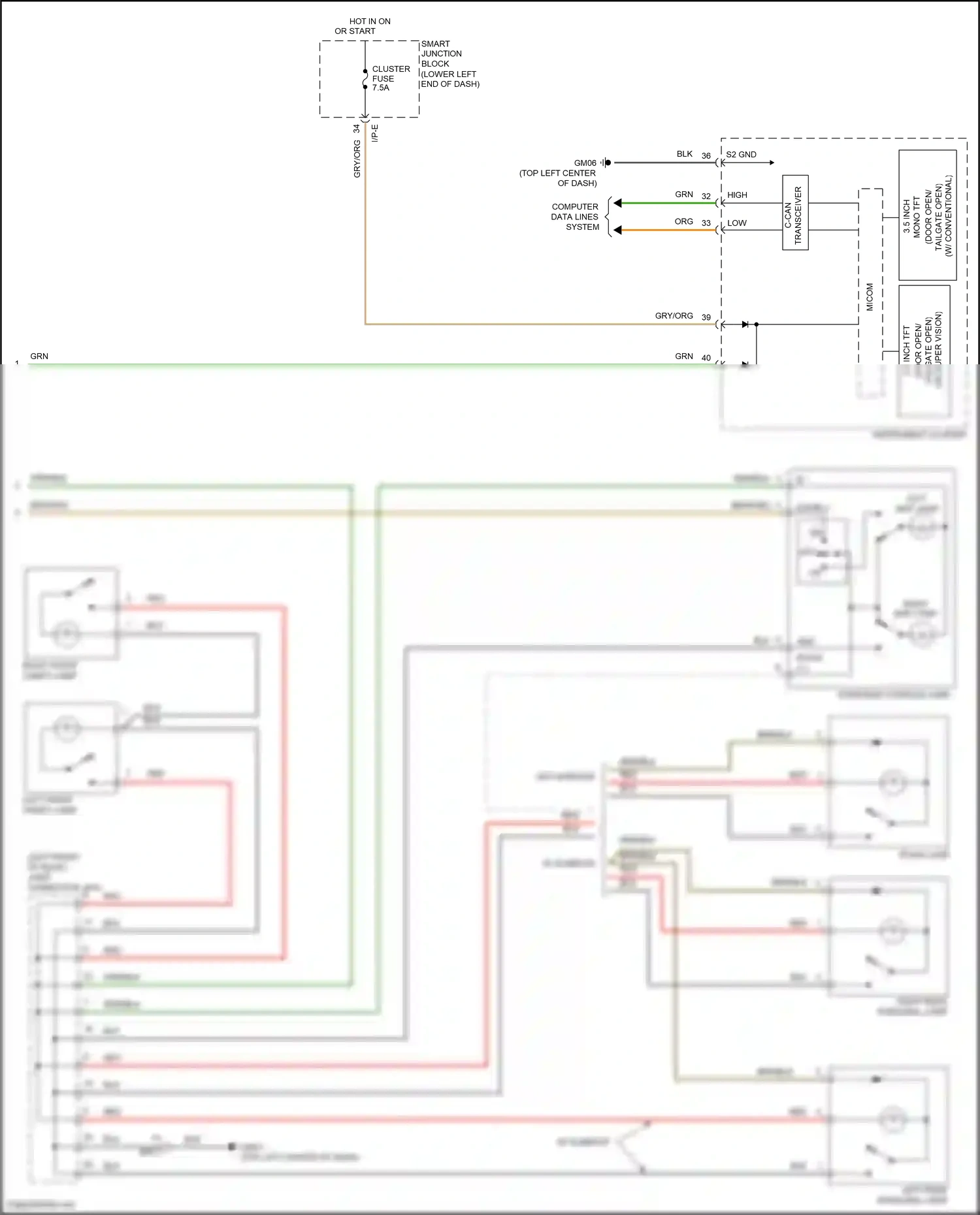 Wiring diagram left map lamp for Hyundai Tucson III (2015-2018) (1 of 1)
