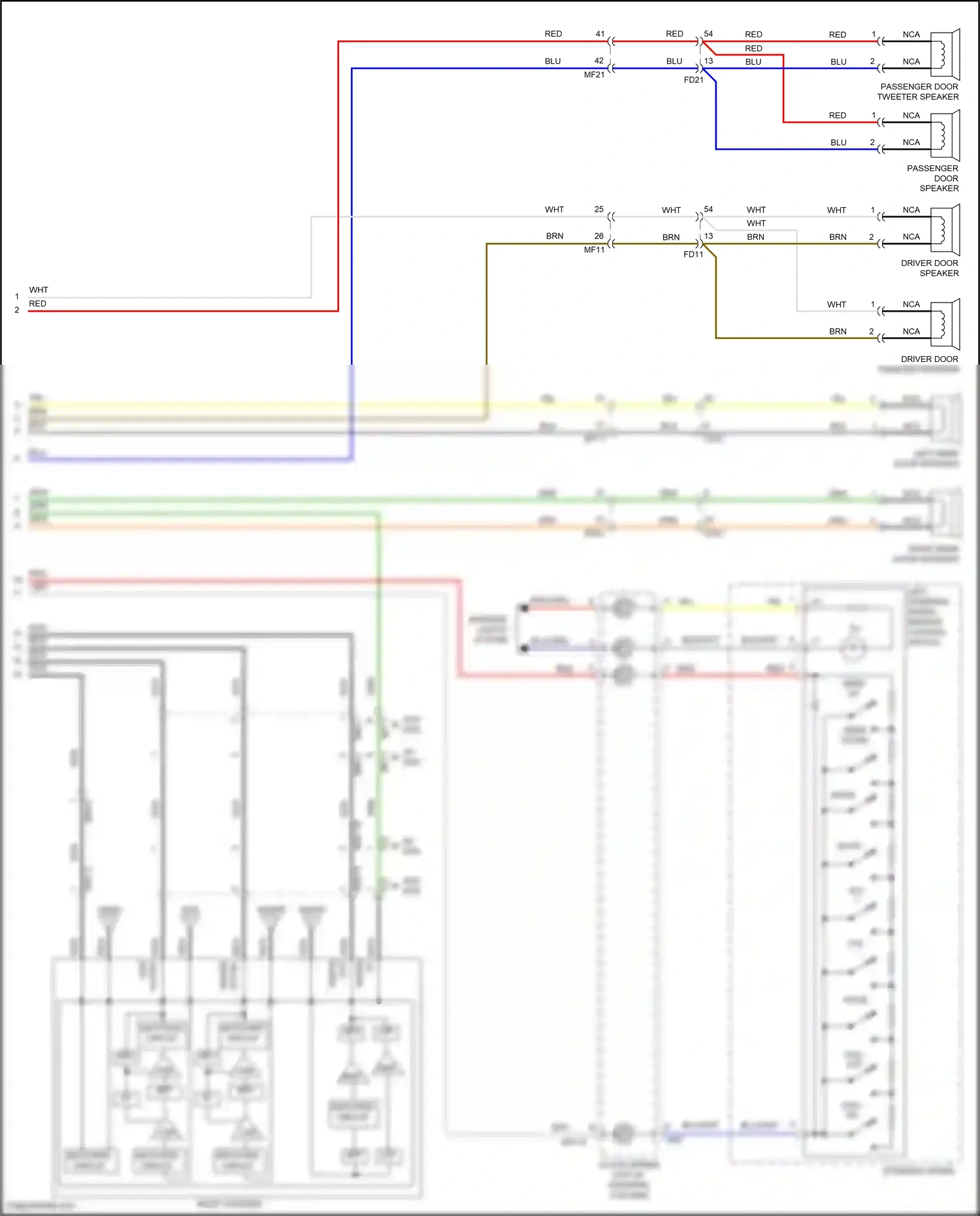 Wiring diagram left steering wheel remote control switch for Hyundai Tucson III (2015-2018) (5 of 5)