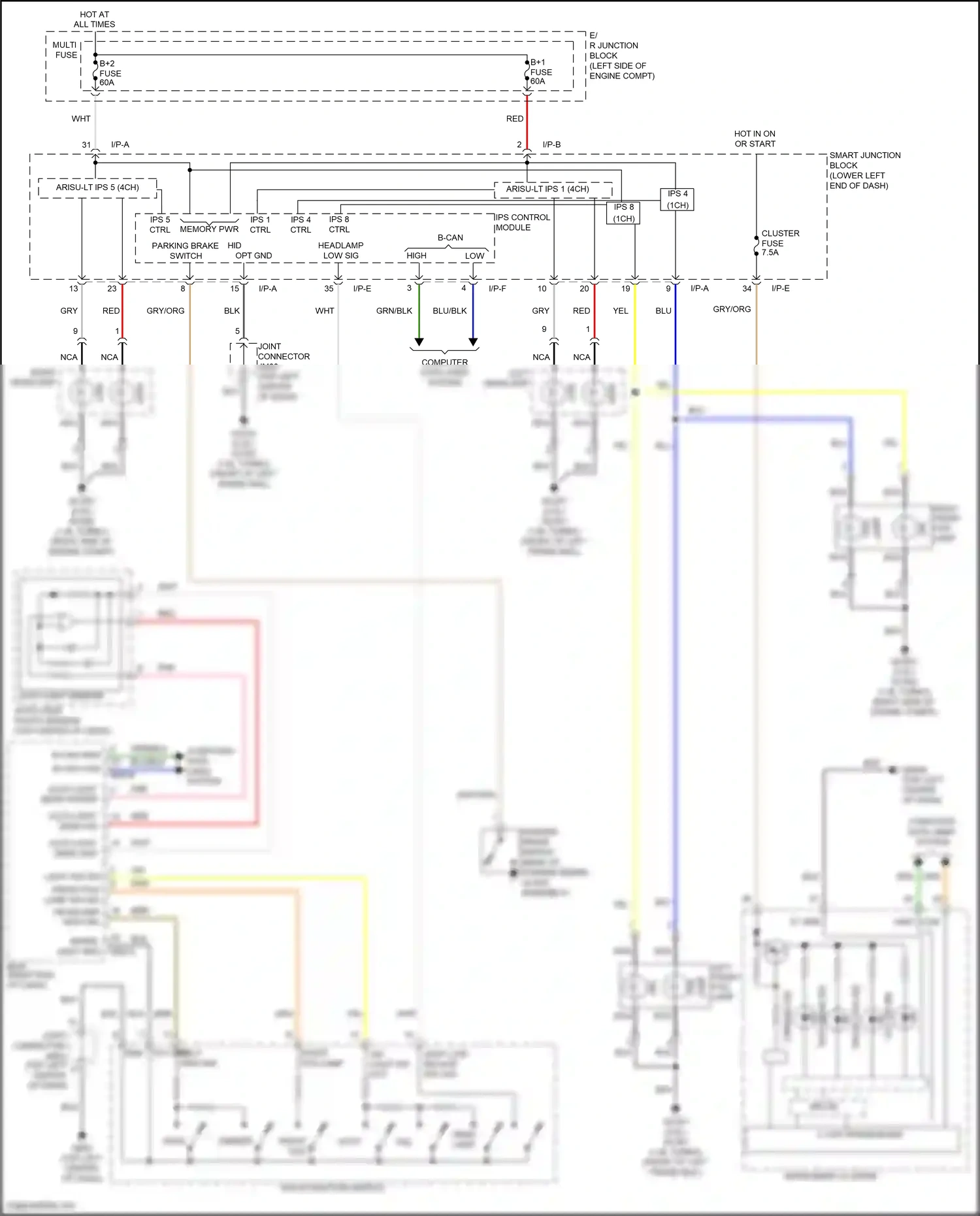 Wiring diagram multi- function switch for Hyundai Tucson III (2015-2018) (3 of 10)