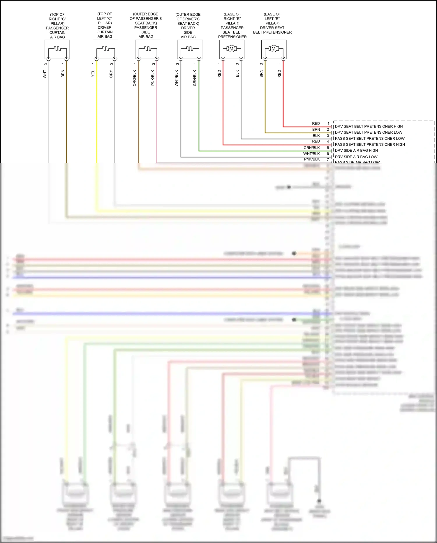 Wiring diagram passenger front side impact sensor for Hyundai Tucson III (2015-2018) (1 of 1)