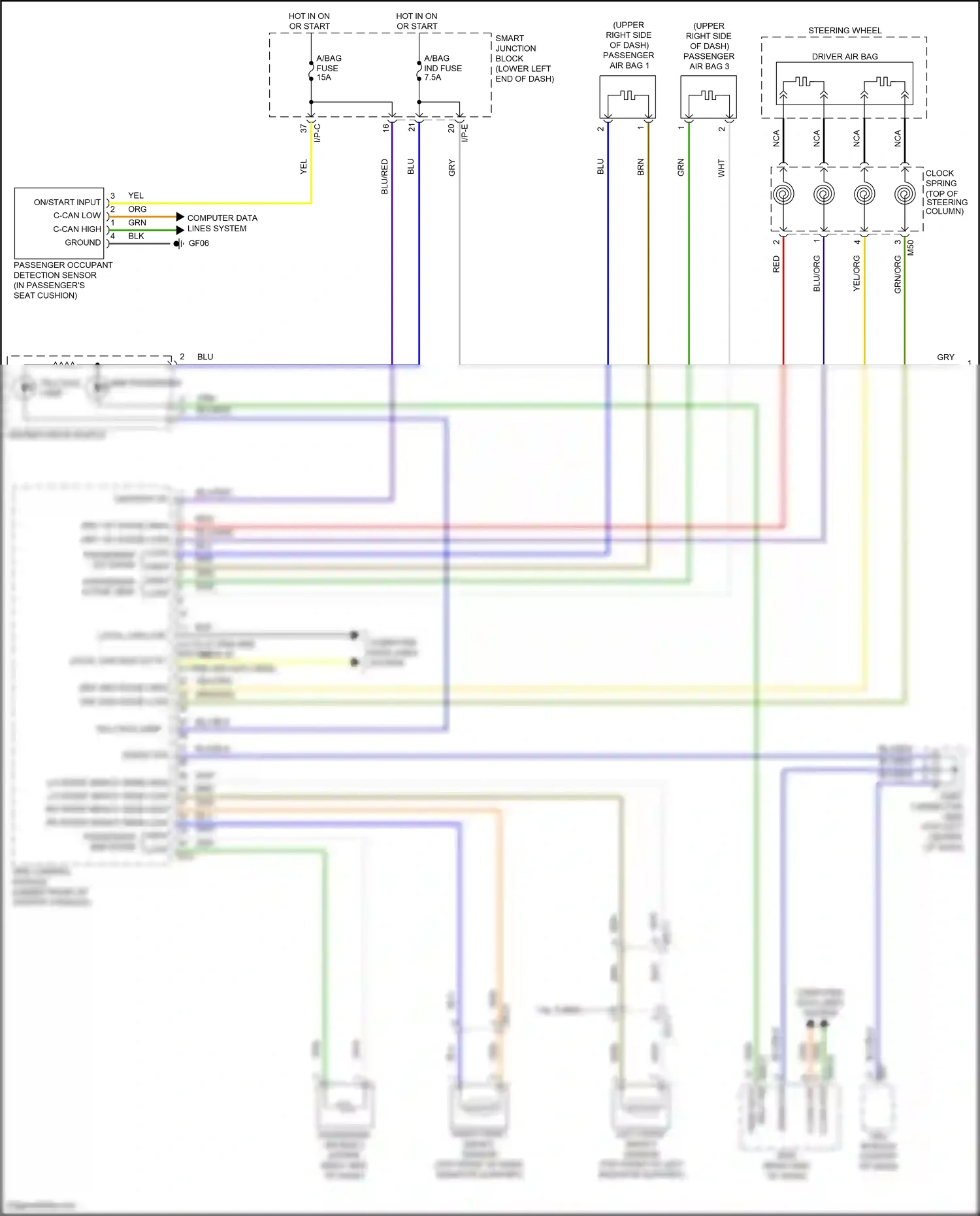 Wiring diagram right front impact sensor for Hyundai Tucson III (2015-2018) (1 of 1)