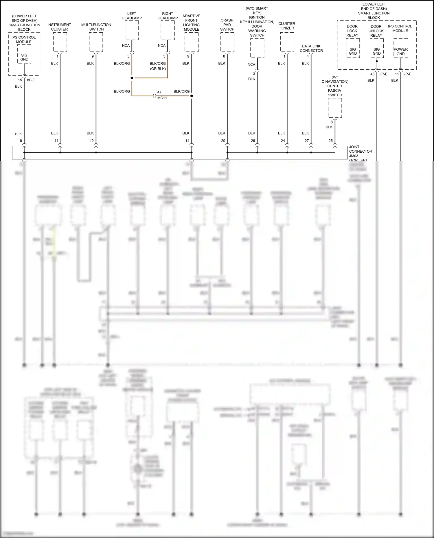 Wiring diagram w/o navigation for Hyundai Tucson III (2015-2018) (5 of 8)