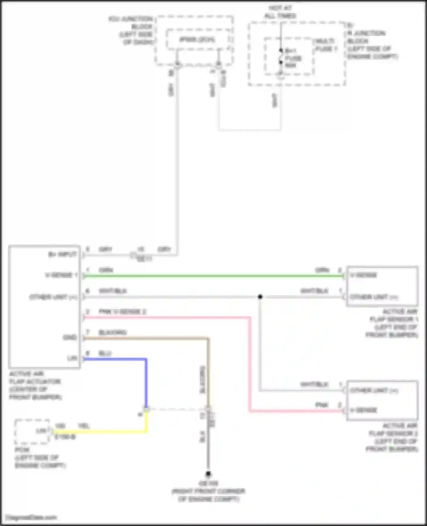 Wiring diagram active air flap sensor 1 for Hyundai Tucson IV (2020-2024) (1 of 3)