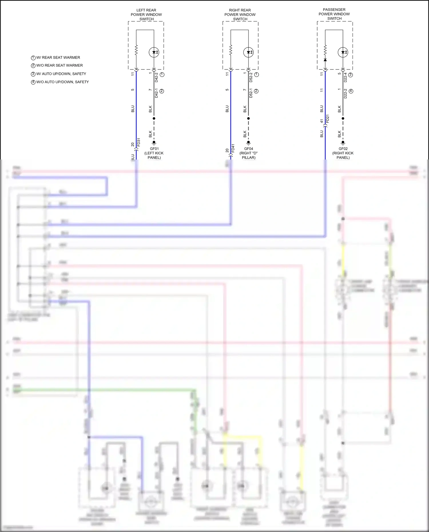Hyundai Tucson IV (2020-2024) front console switch wiring diagram  (10 of 15)